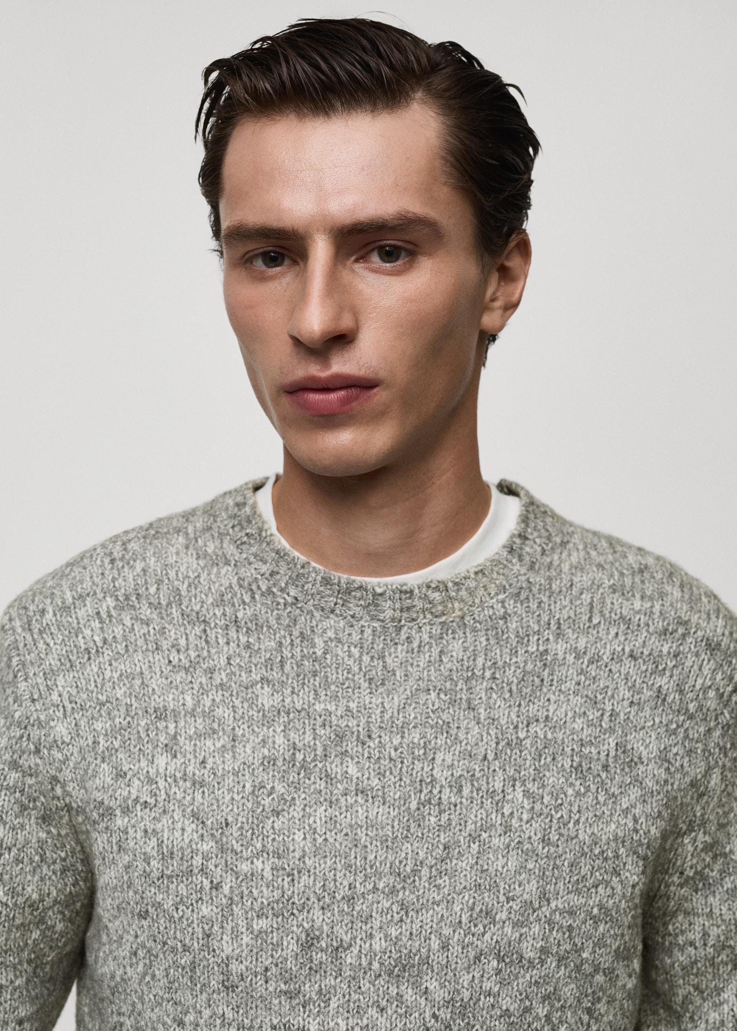 Fleece and cotton sweater - Men | MANGO USA Product Image