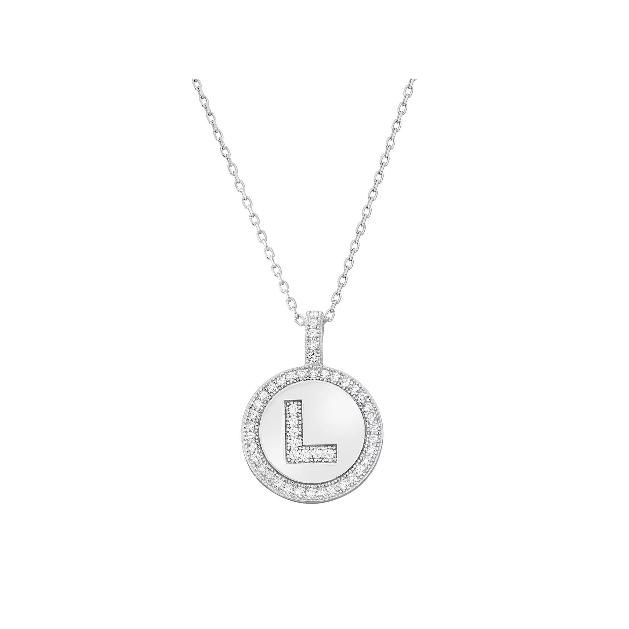 Sterling Silver Cubic Zirconia Initial Pendant Necklace, Women's, Size: 18" Product Image