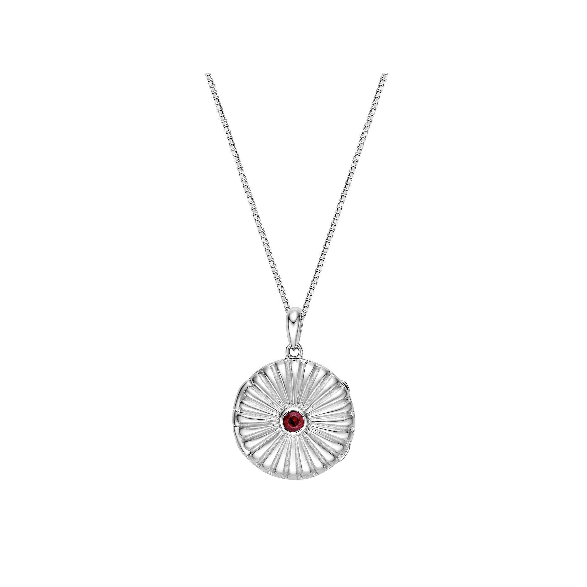 Gemminded Sterling Silver Garnet Round Locket Pendant Necklace, Women's, Size: 18" Product Image
