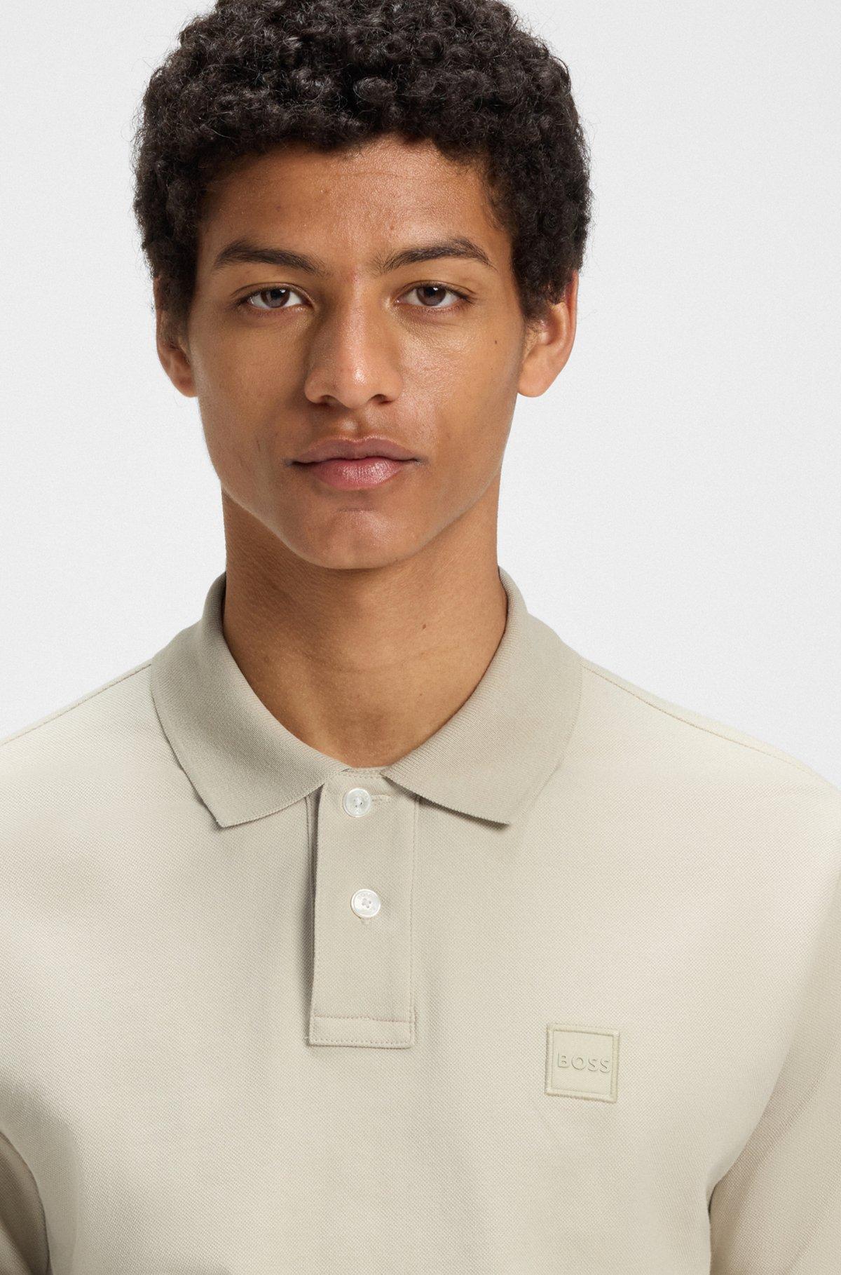 Extra-slim-fit stretch-cotton shirt with logo tape Product Image