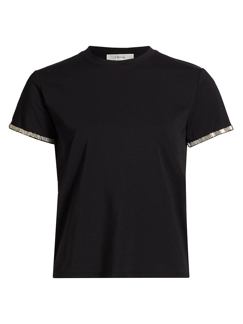 Womens Beaded-Cuff T-Shirt Product Image