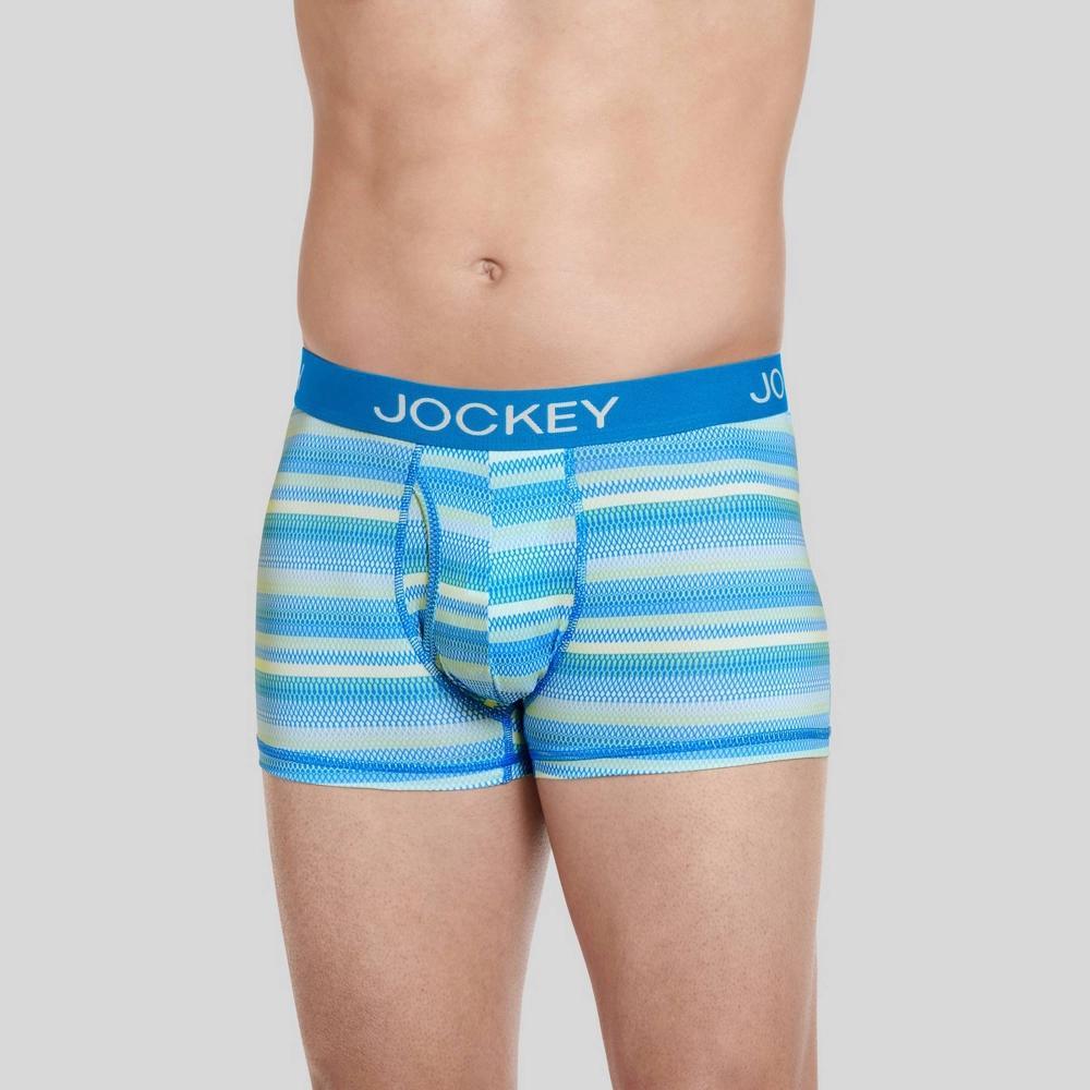 Jockey Generation™ Men's 3pk Microfiber Trunks - Light Blue/Net/Blue S: Low Rise, Full Waistband Elastic, Stripe Pattern Product Image