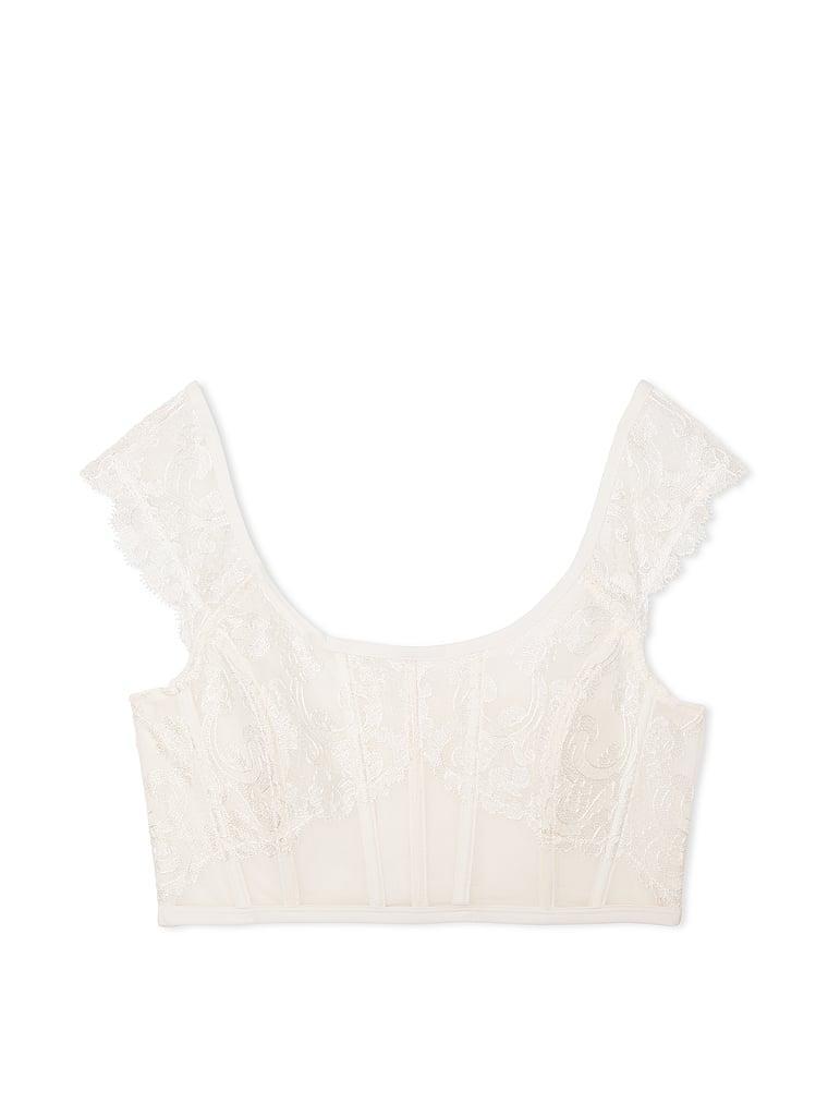 Boho Floral Embroidery Cap-Sleeve Corset Top Product Image