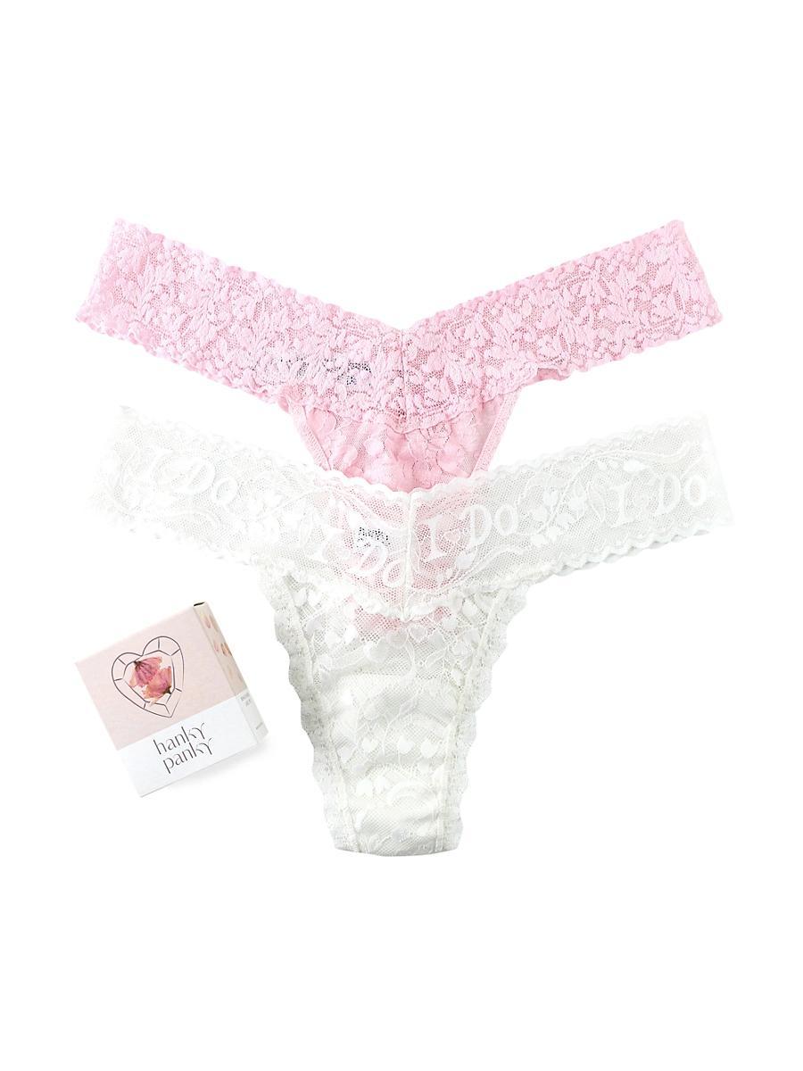 Womens 2-Pack I Do Shimmer Lace Low-Rise Thongs Product Image