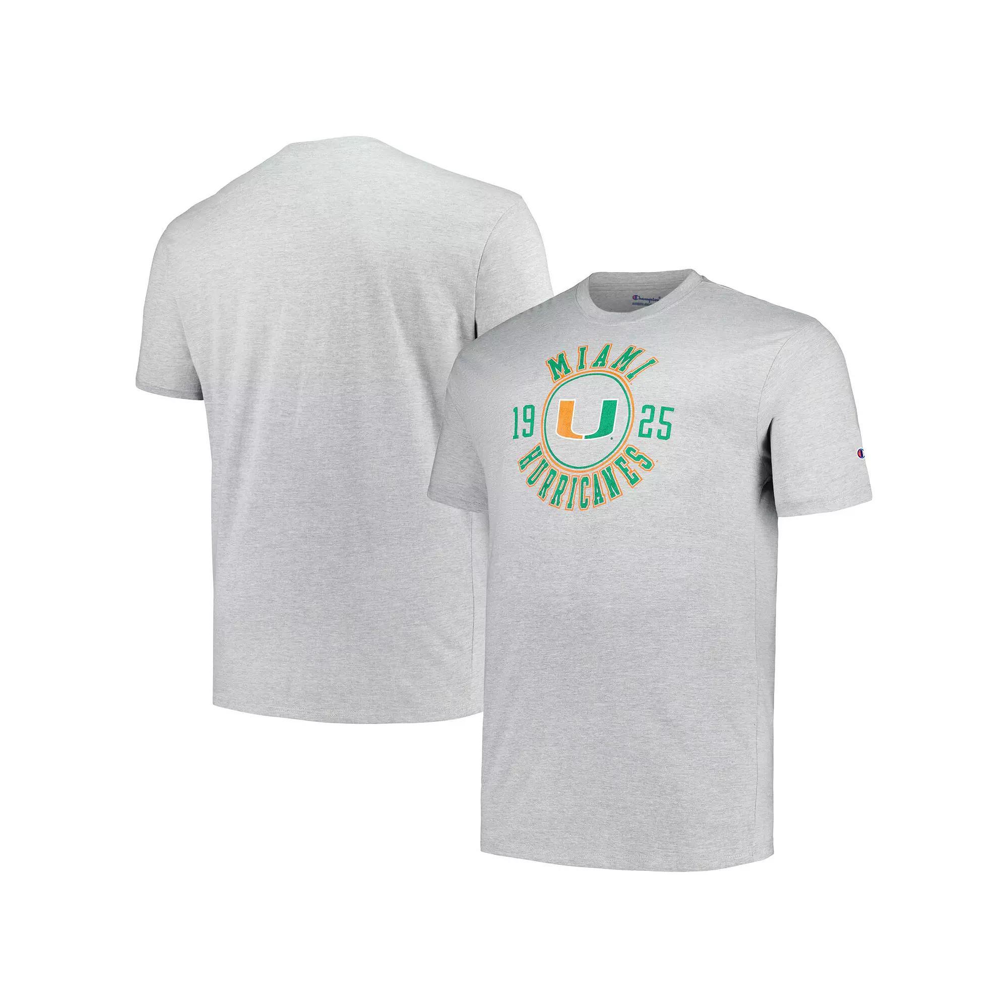 Mens Champion Heather Gray Miami Hurricanes Big & Tall Circle Logo T-Shirt Product Image