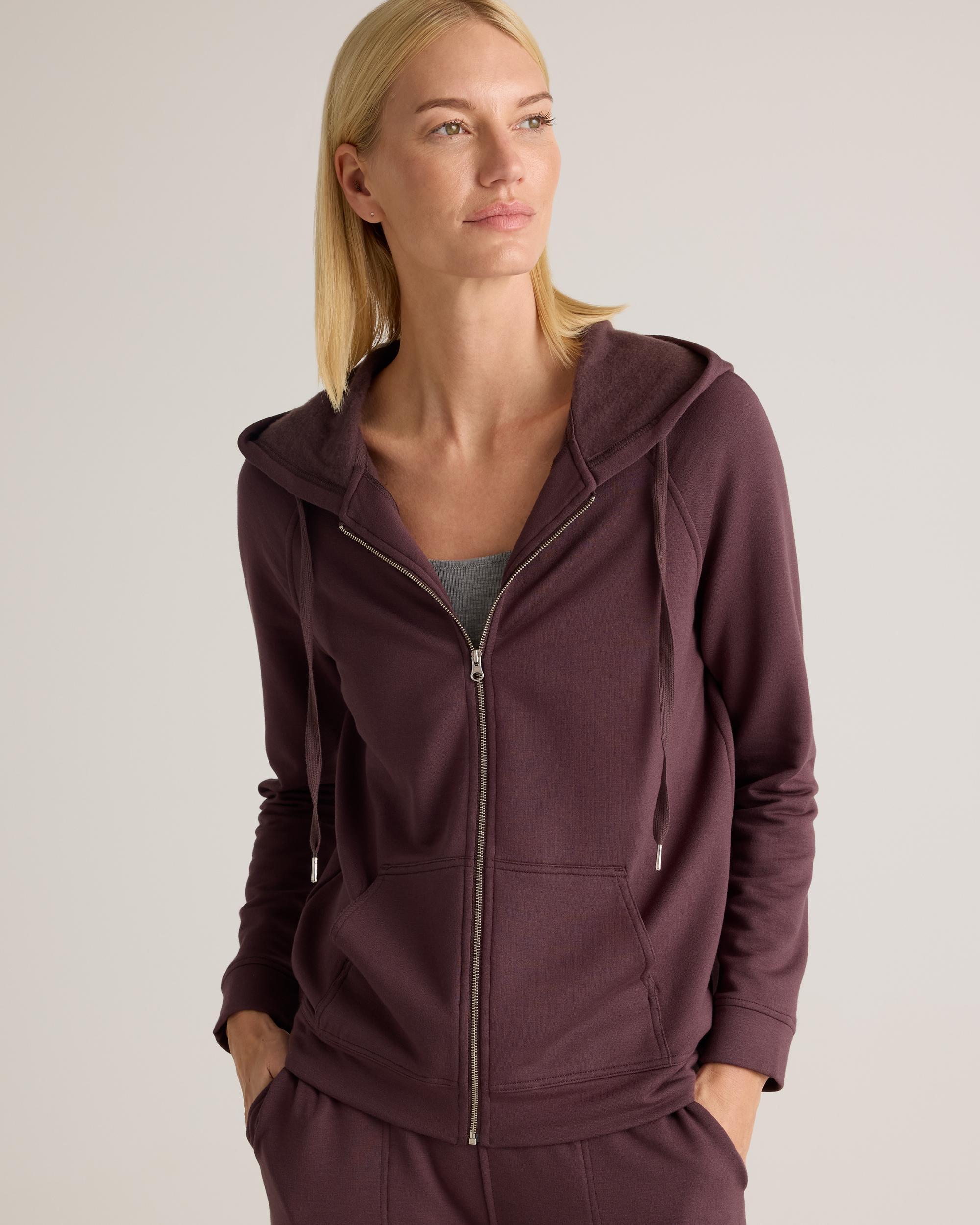 Quince | Women's SuperSoft Fleece Zip Up Hoodie Lenzing Modal Product Image