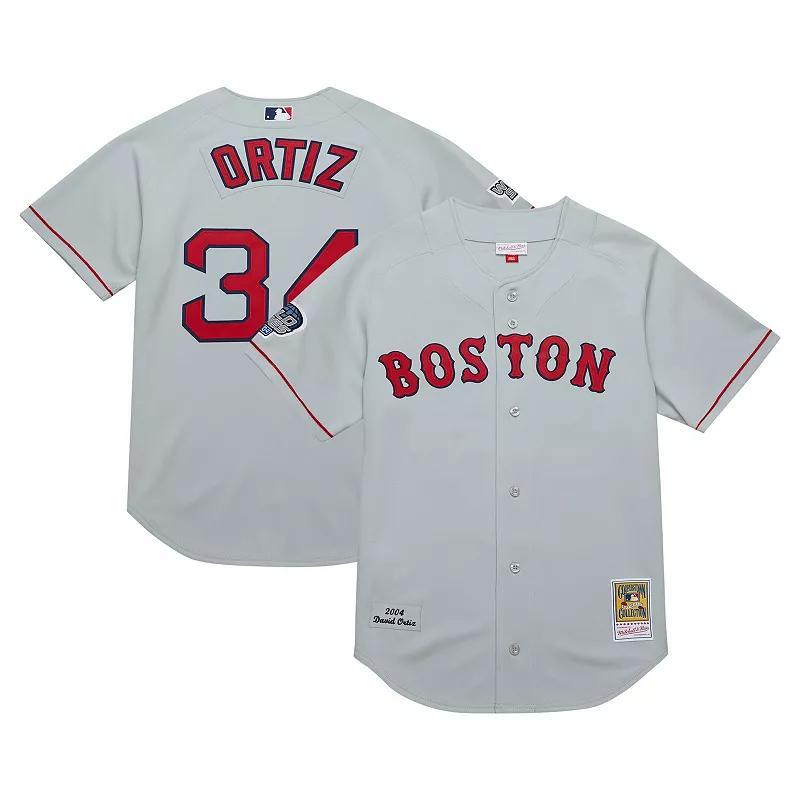 Men's Mitchell & Ness David Ortiz Gray Boston Red Sox 2004 Cooperstown Collection Authentic Throwback Jersey, Size: Large, Grey Product Image