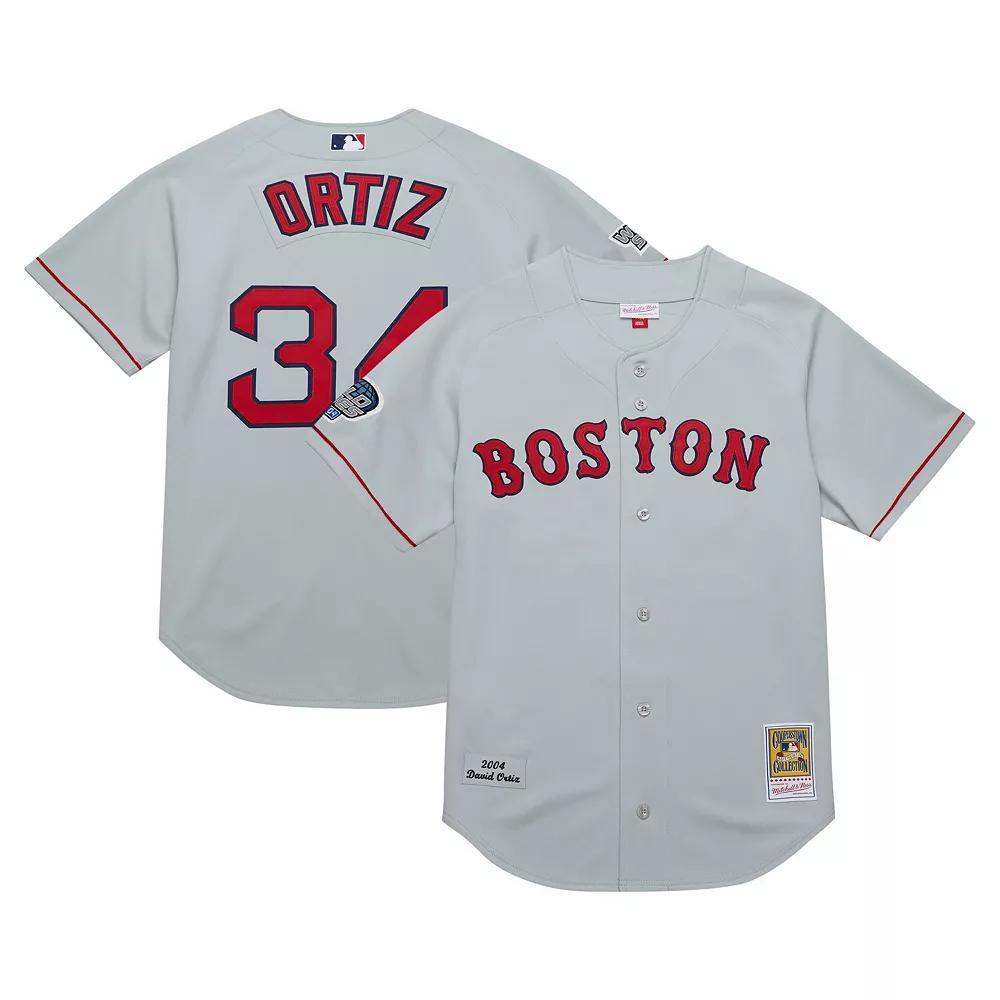 Men's Mitchell & Ness David Ortiz Gray Boston Red Sox 2004 Cooperstown Collection Authentic Throwback Jersey, Size: Large, Grey Product Image