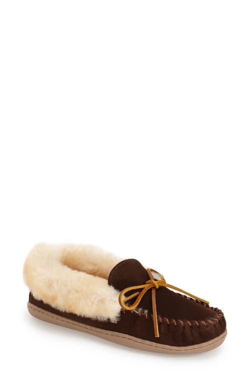 Minnetonka Alpine Bow Detail Suede Sheepskin Slippers Product Image
