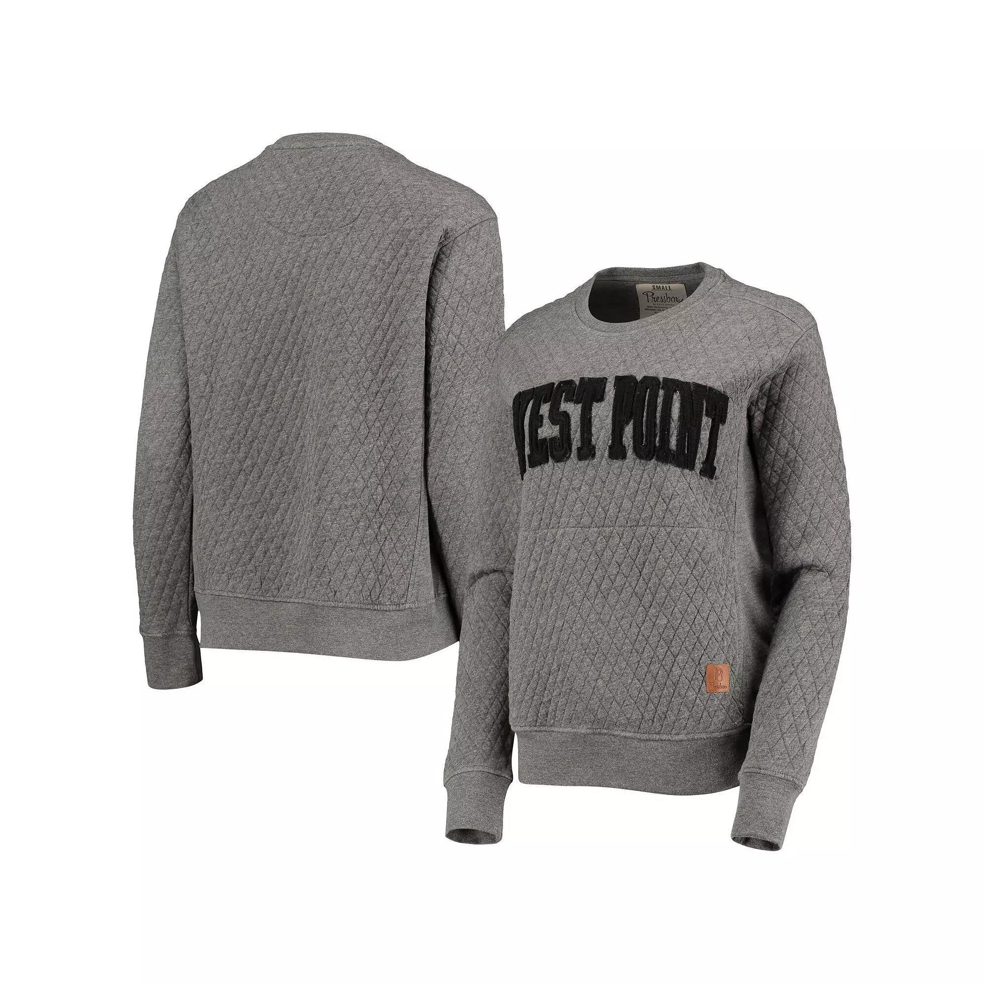 Women's Pressbox Heathered Gray Army Black Knights Moose Applique Quilted Pullover Sweatshirt, Size: 2XL, Nc2 Grey Product Image