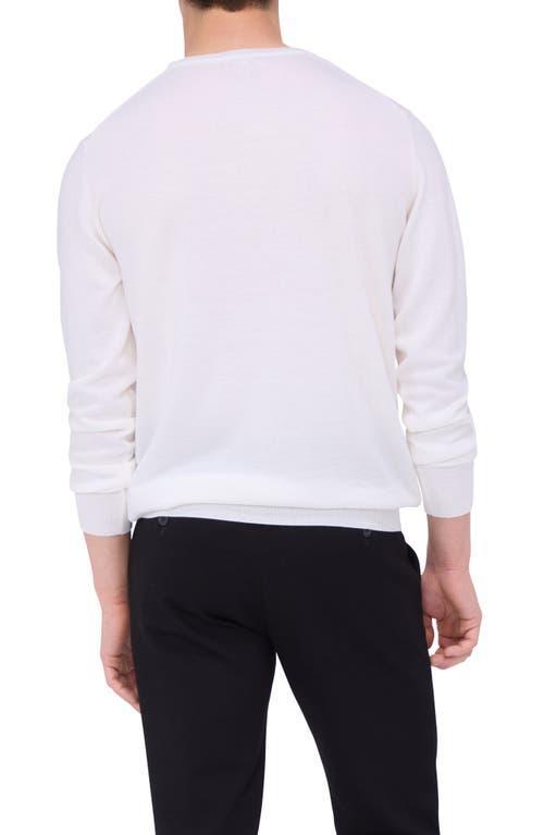 BUGATCHI Scott Crewneck Merino Wool Sweater In Chalk Product Image