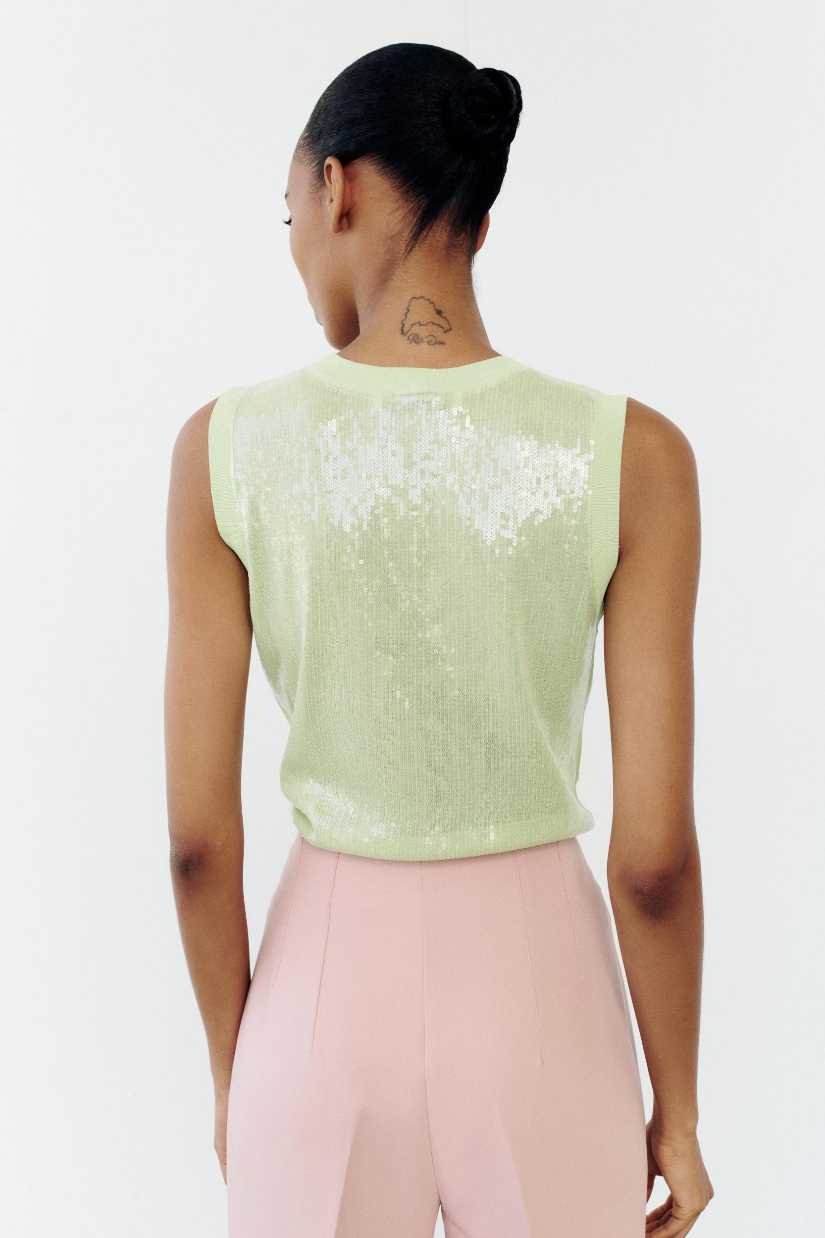 SLEEVELESS SEQUIN KNIT TOP Product Image