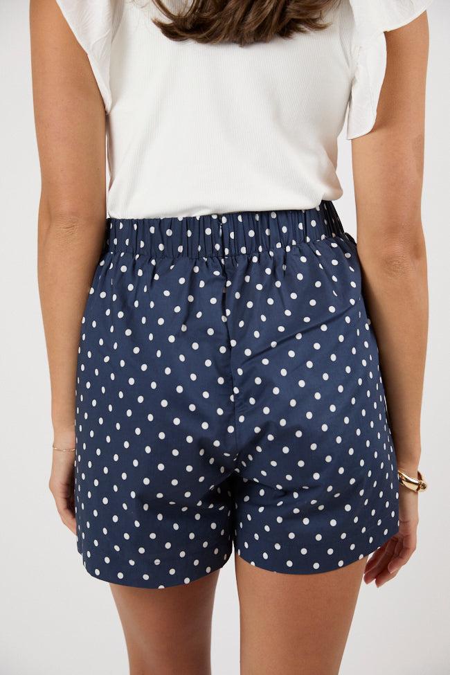 Enchanted Moments Navy Polka Dot Bow Shorts FINAL SALE Product Image
