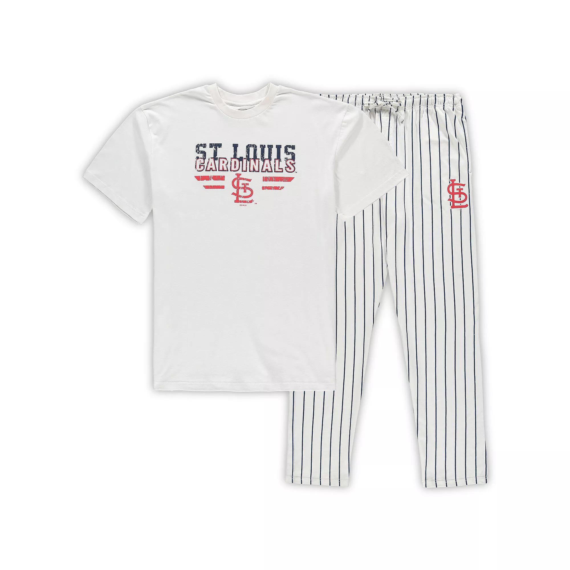Men's Concepts Sport White/Navy St. Louis Cardinals Big & Tall Pinstripe Sleep Set, Size: 5XLT Product Image