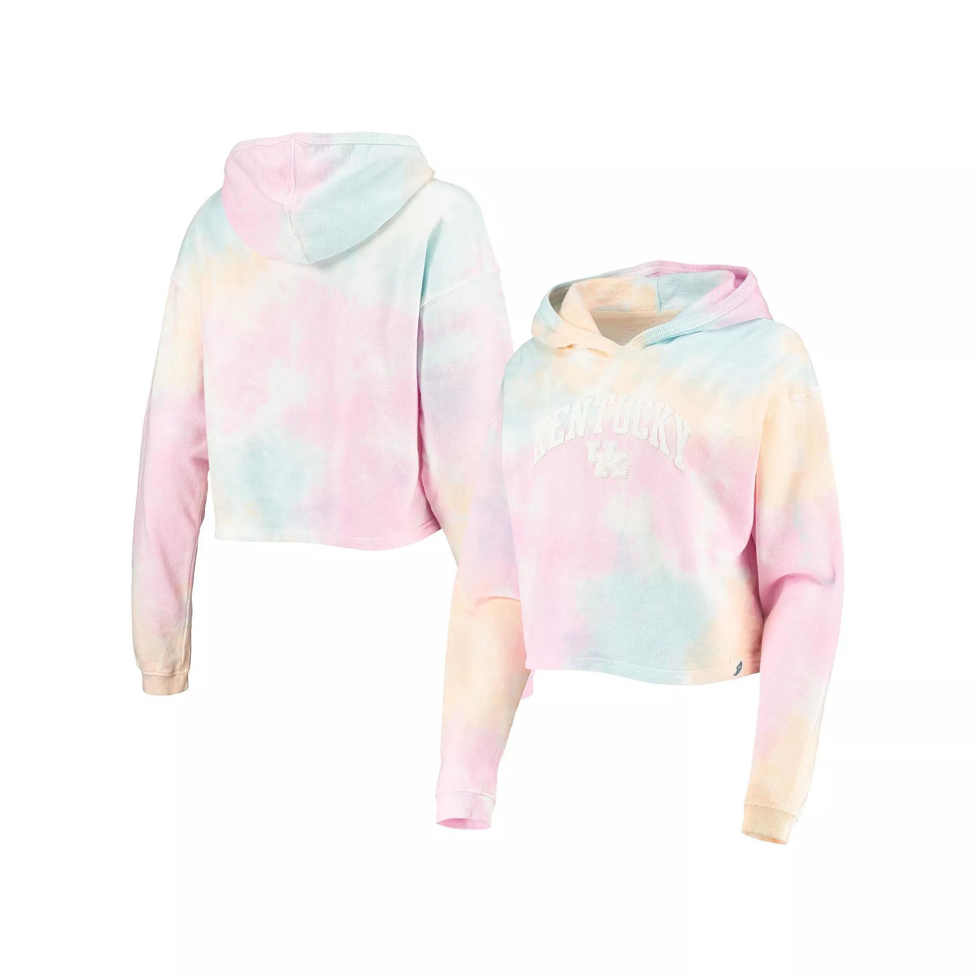 Womens League Collegiate Wear /White Kentucky Wildcats Tie-Dye Cropped Pullover Hoodie Product Image