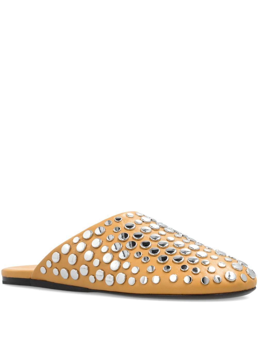 leather studded flat mules Product Image