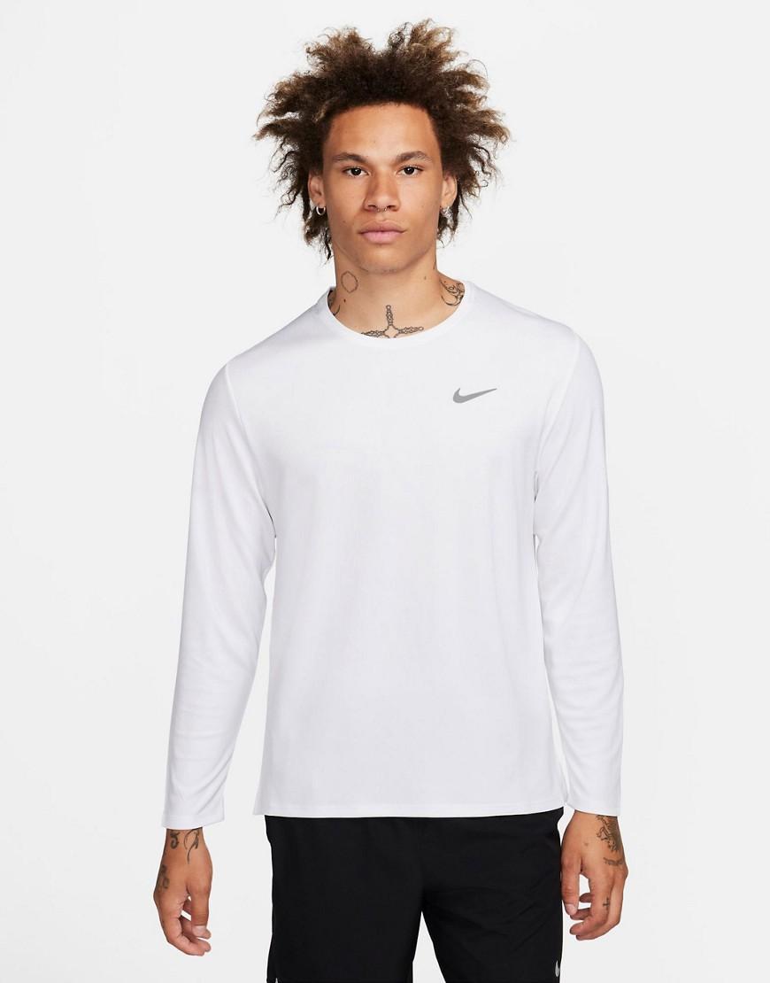 Nike Running Dri-FIT Miler long sleeve top in white  Product Image