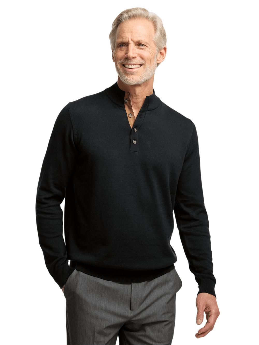 Supima Cotton Four Button Mock Neck Sweater - Plum Product Image