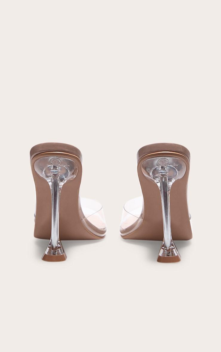 Nude Clear Heel Mule Sandals Product Image
