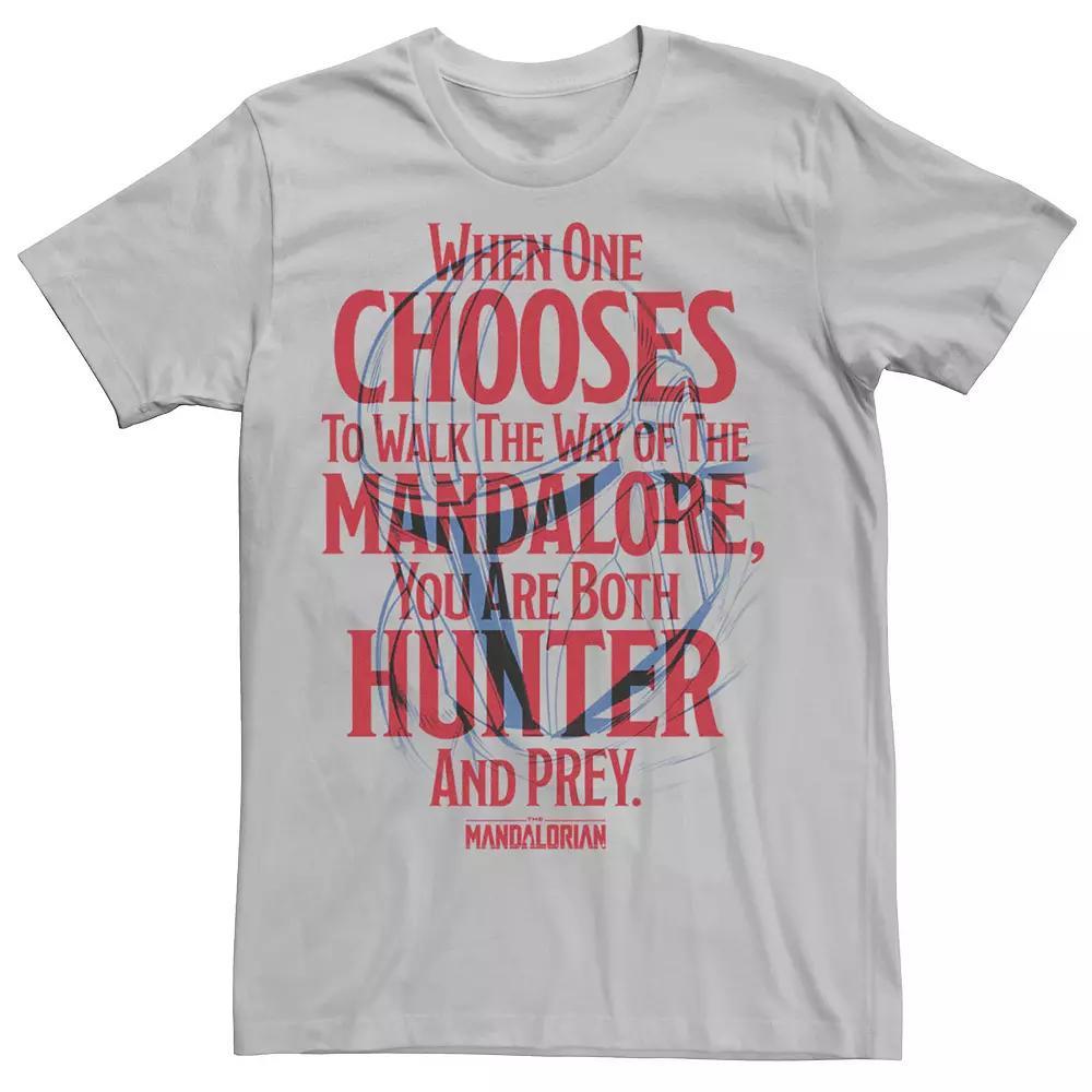 Men's Star Wars The Mandalorian You Are Both Hunter And Prey Tee, Size: Small, Silver Product Image