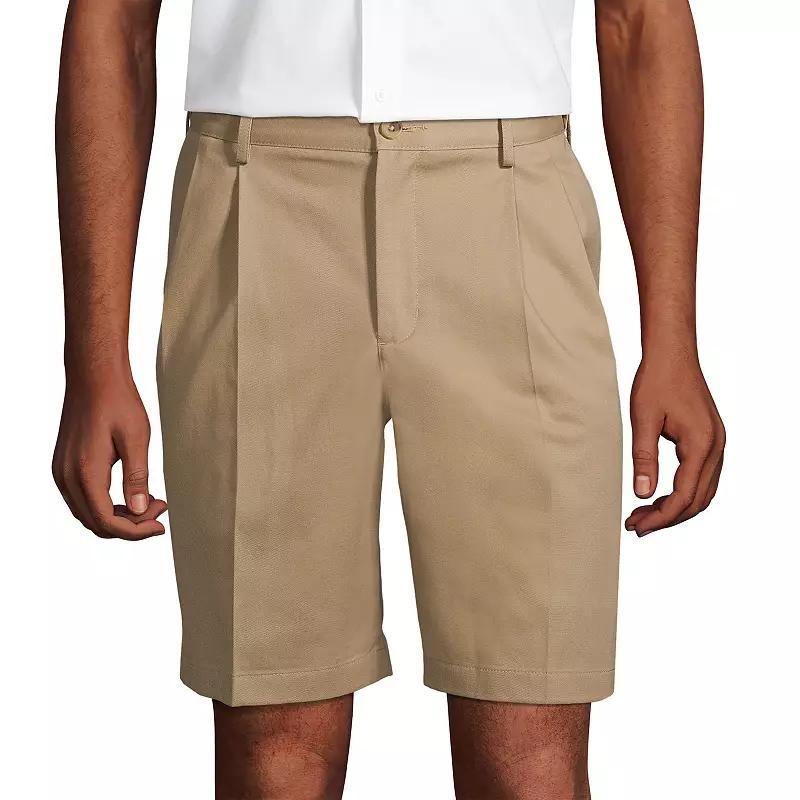 Men's Lands' End Comfort Waist 9-inch No-Iron Pleated Chino Shorts, Size: 37, Radiant Blue Product Image