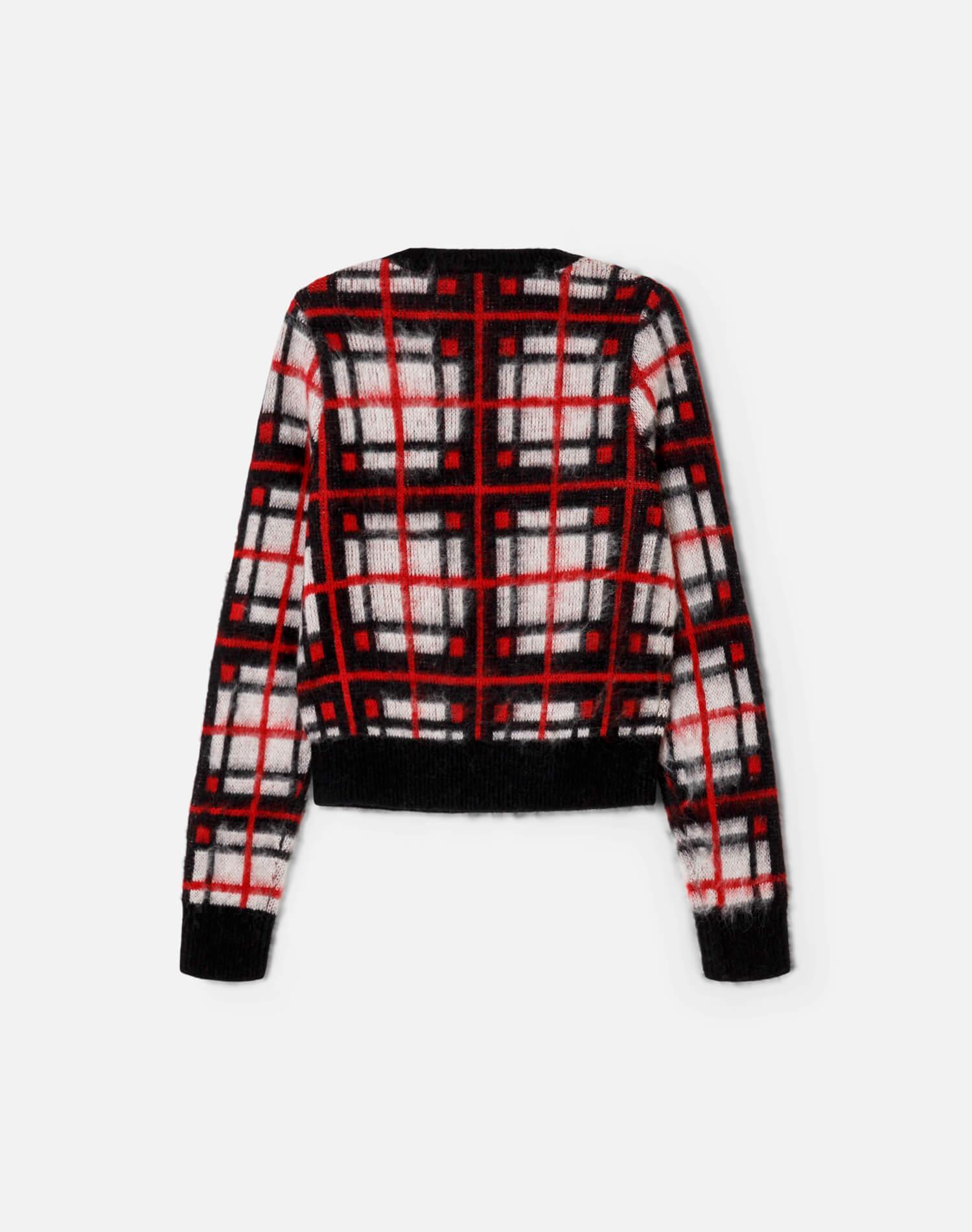 Tartan V Neck Pullover - Black/Red/White Product Image