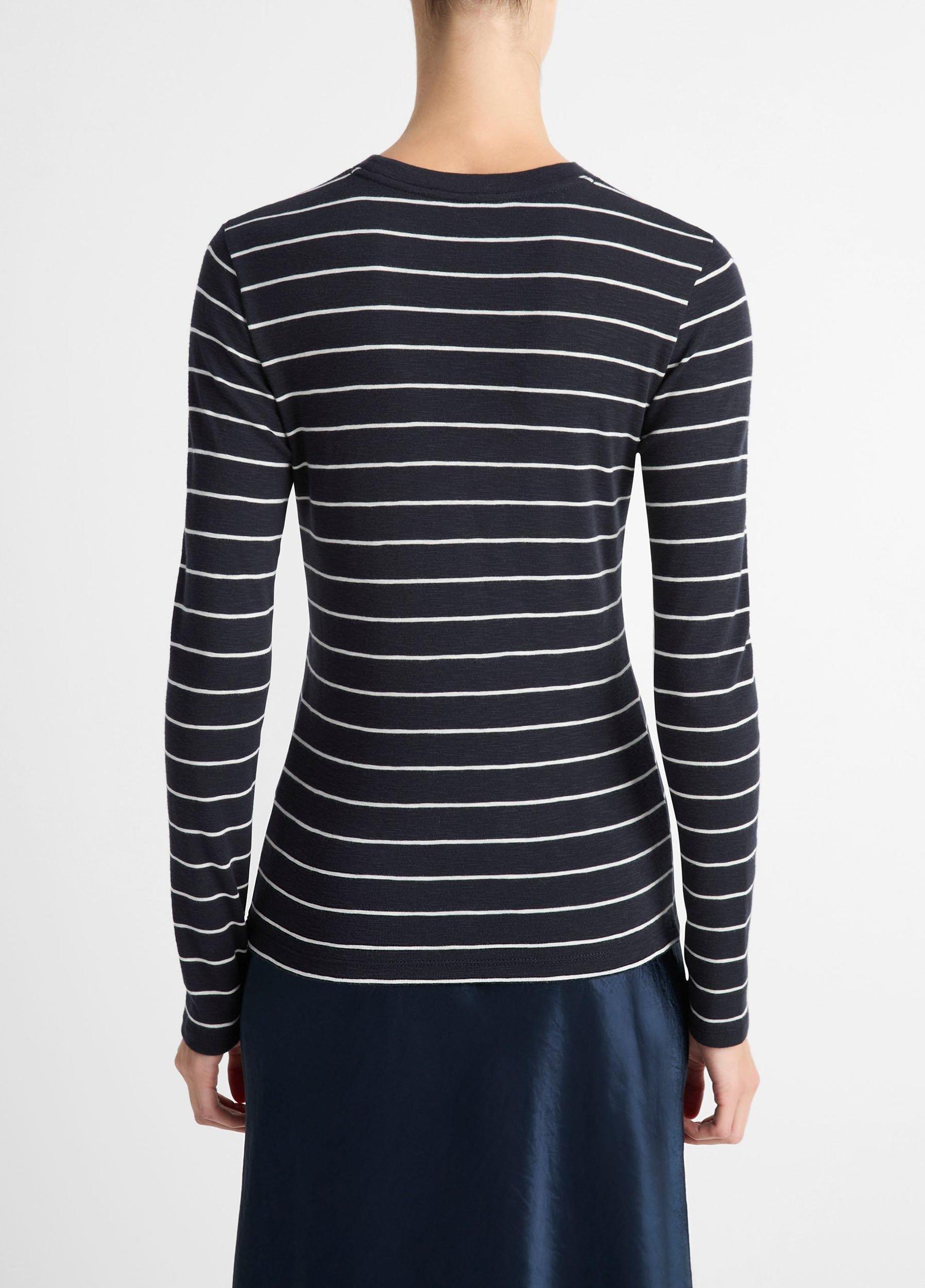 Womens Striped Cotton-Blend Long-Sleeve T-Shirt, Coastal Combo, Size M Vince Product Image