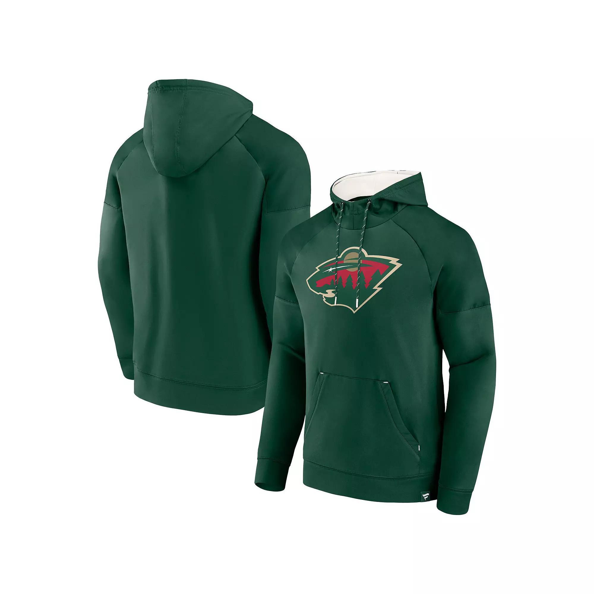 Men's Fanatics  Green Minnesota Wild Iconic Defender Raglan Pullover Hoodie, Size: Large Product Image