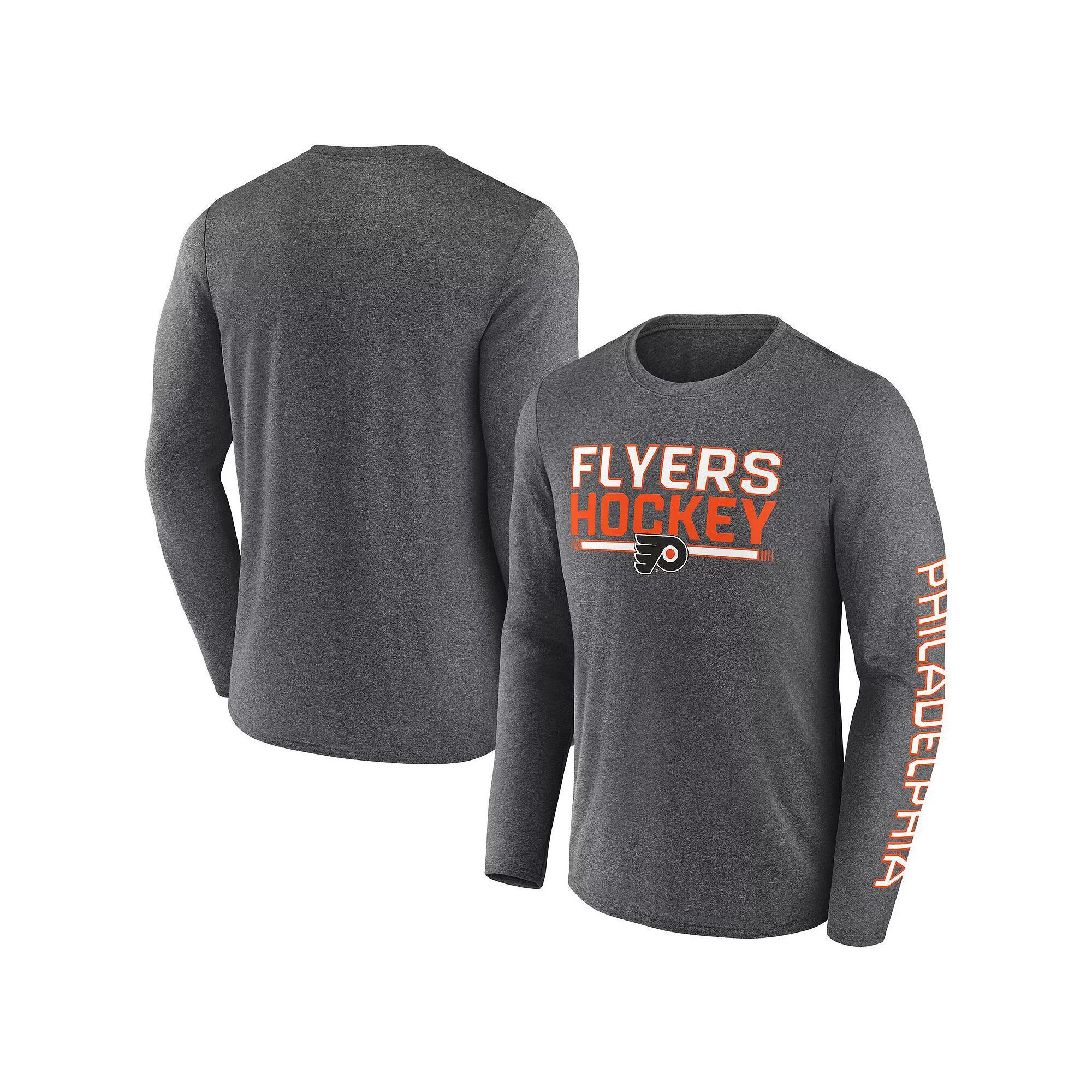 Men's Fanatics Heather Charcoal Philadelphia Flyers Sweep Iconic Synthetic Long Sleeve T-Shirt, Size: Medium, Fly Charco Product Image