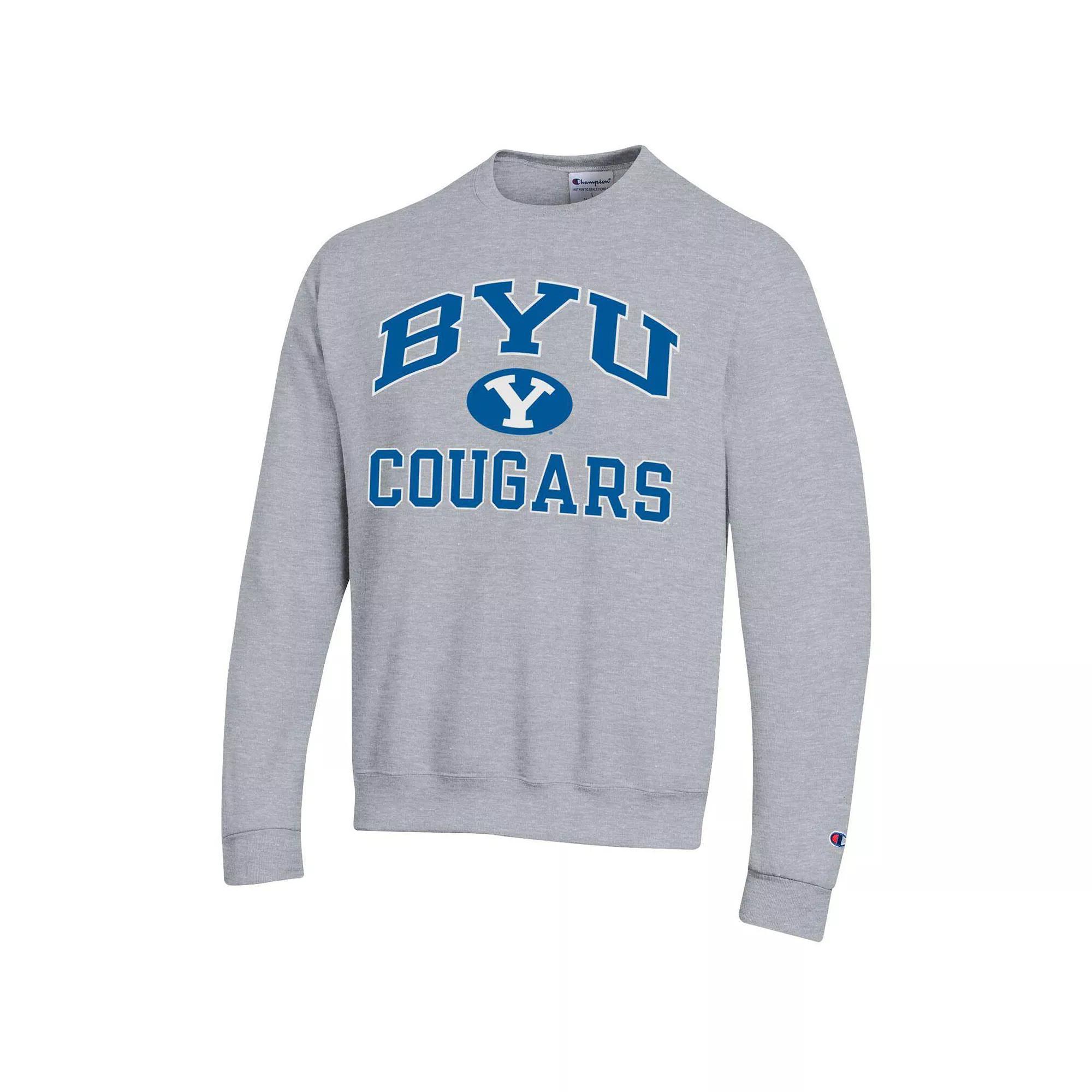 Men's Champion Heather Gray BYU Cougars High Motor Pullover Sweatshirt, Size: 2XL, Grey Product Image