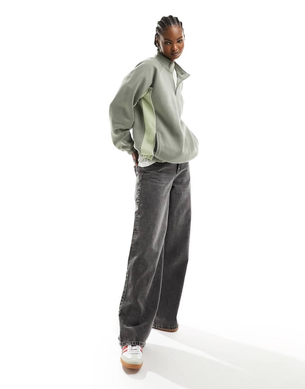 Daisy Street oversized funnel neck sweatshirt with flag embroidery Product Image