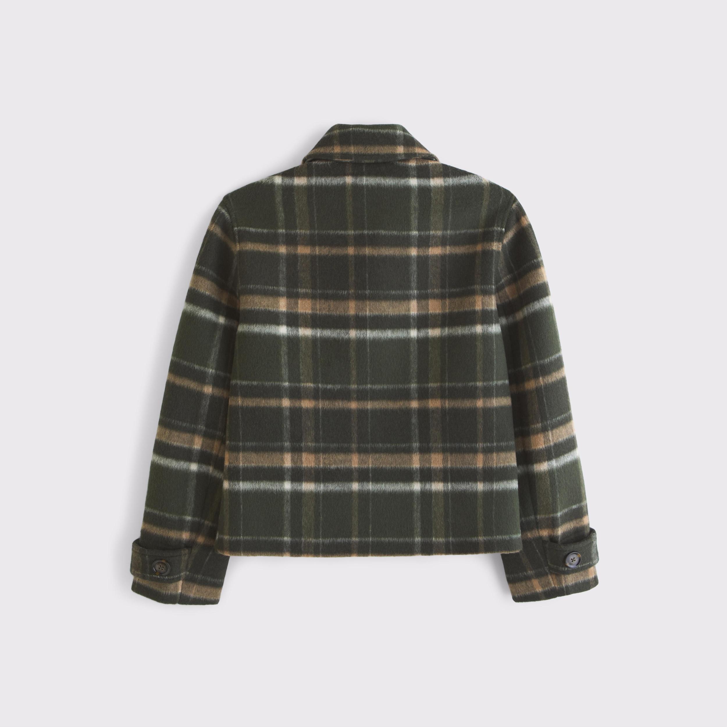 Short Button-Through Wool-Blend Coat Product Image