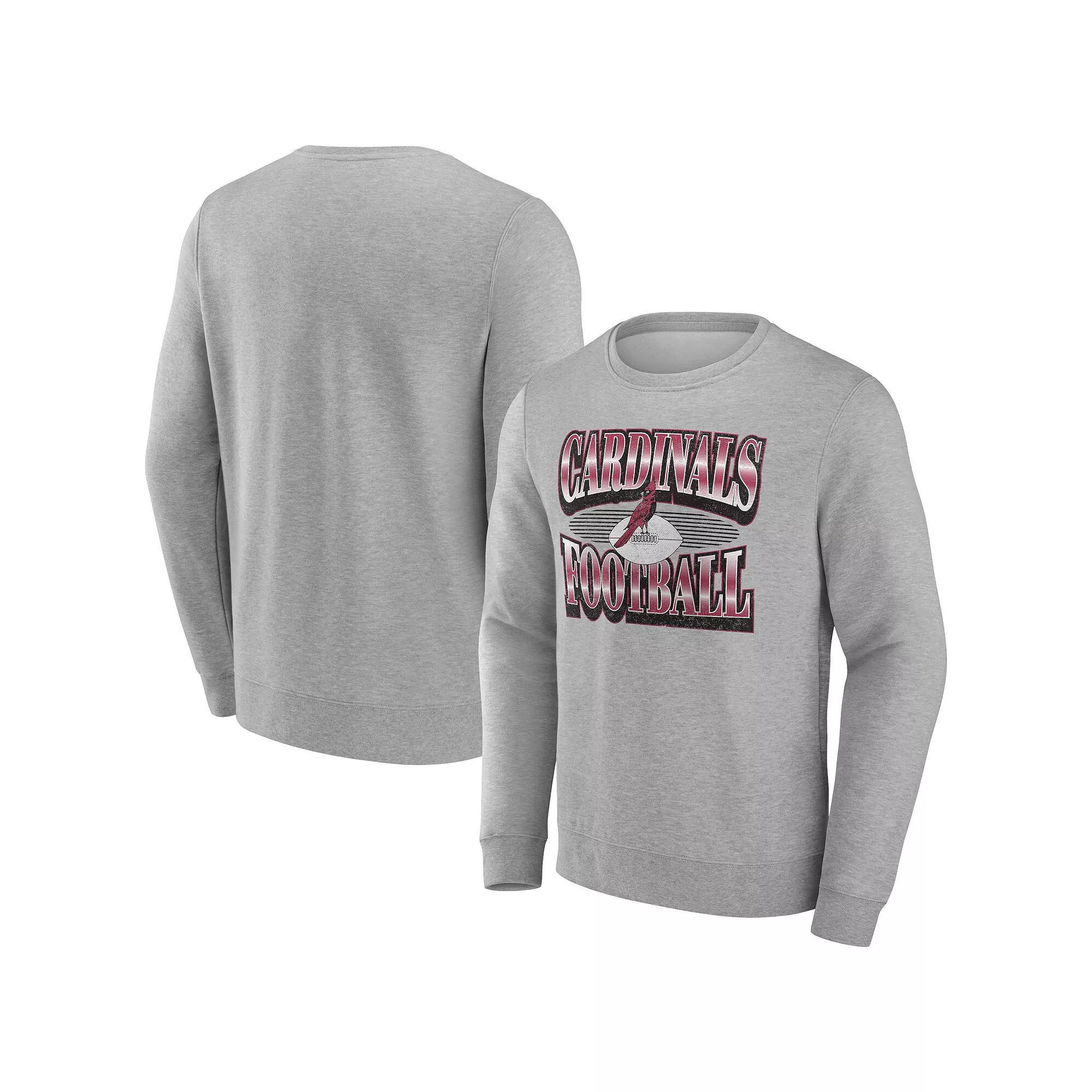 Men's Fanatics Heather Gray Arizona Cardinals Chance Throwback Fleece Pullover Sweatshirt, Size: 3XL, Grey Product Image