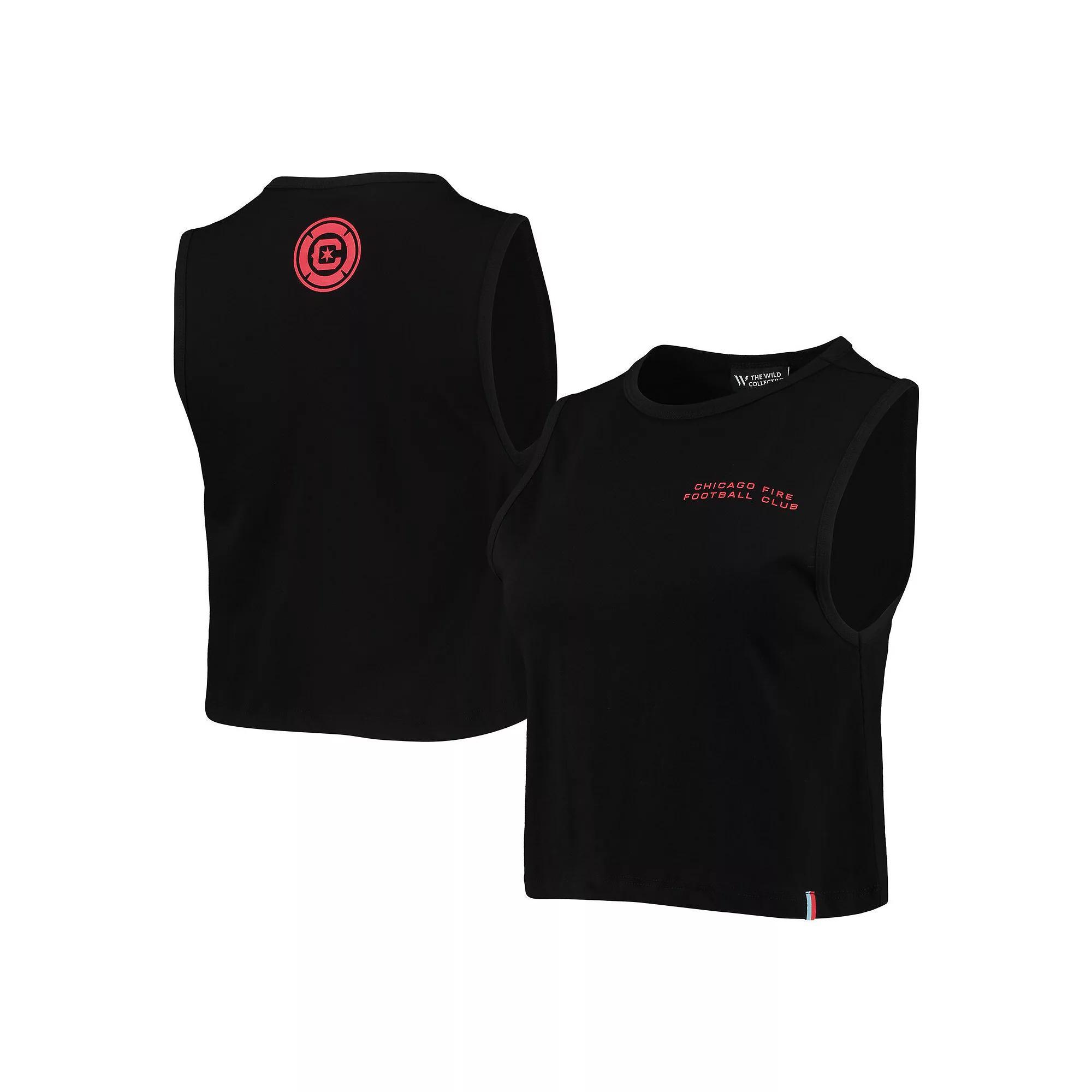 Women's The Wild Collective Black Chicago Fire Crop Muscle Tri-Blend Tank Top, Size: Medium, Cfs Black Product Image