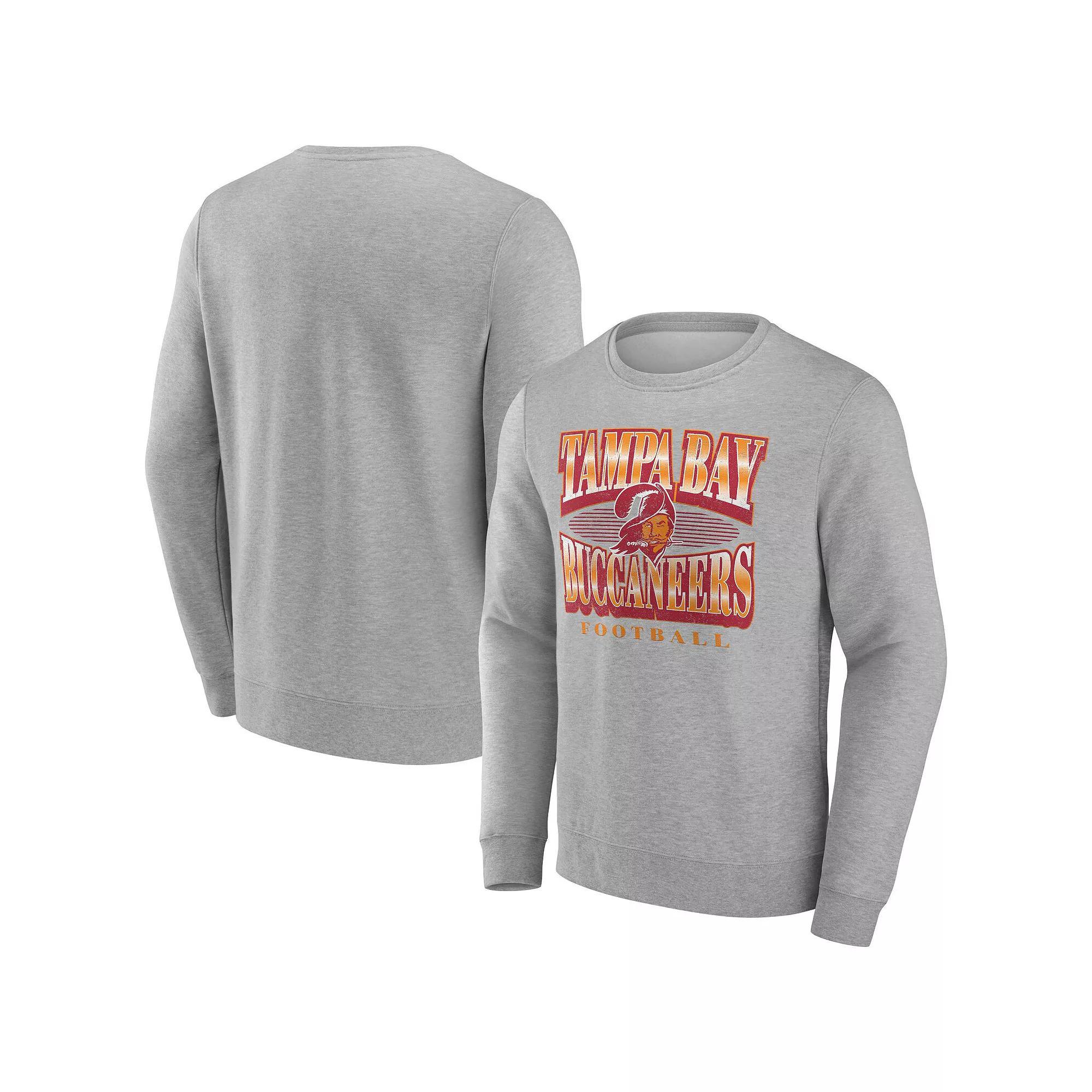 Men's Fanatics Heather Gray Tampa Bay Buccaneers Chance Throwback Fleece Pullover Sweatshirt, Size: 3XL, Grey Product Image