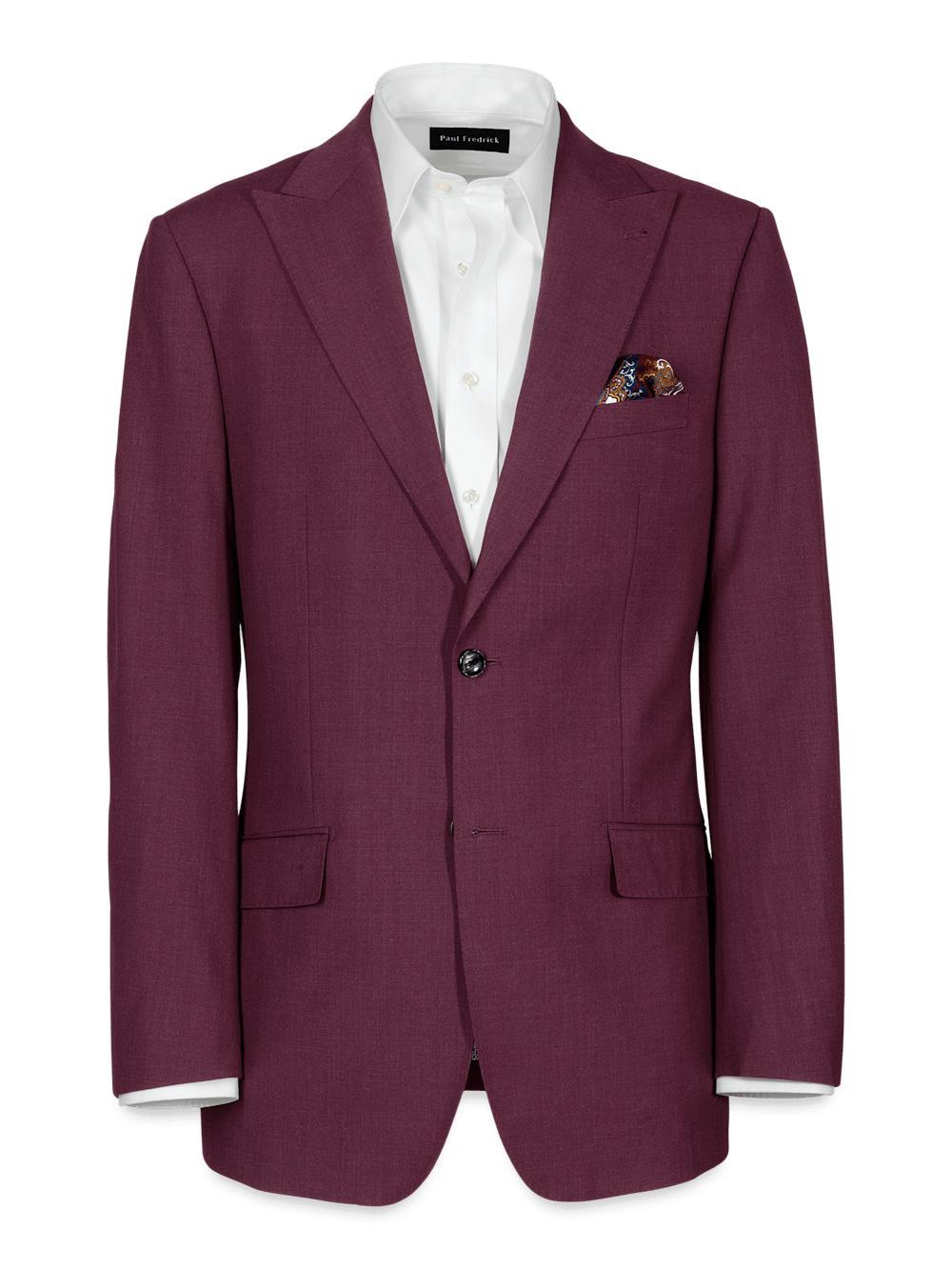 Wool Stretch Bengaline Peak Lapel Suit Jacket - Plum Product Image