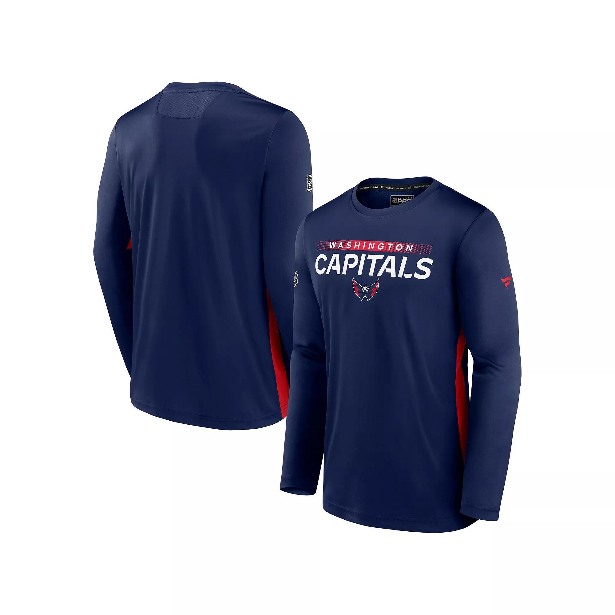 Mens Fanatics Branded Washington Capitals Authentic Pro Rink Performance Long Sleeve T-Shirt Blue Product Image
