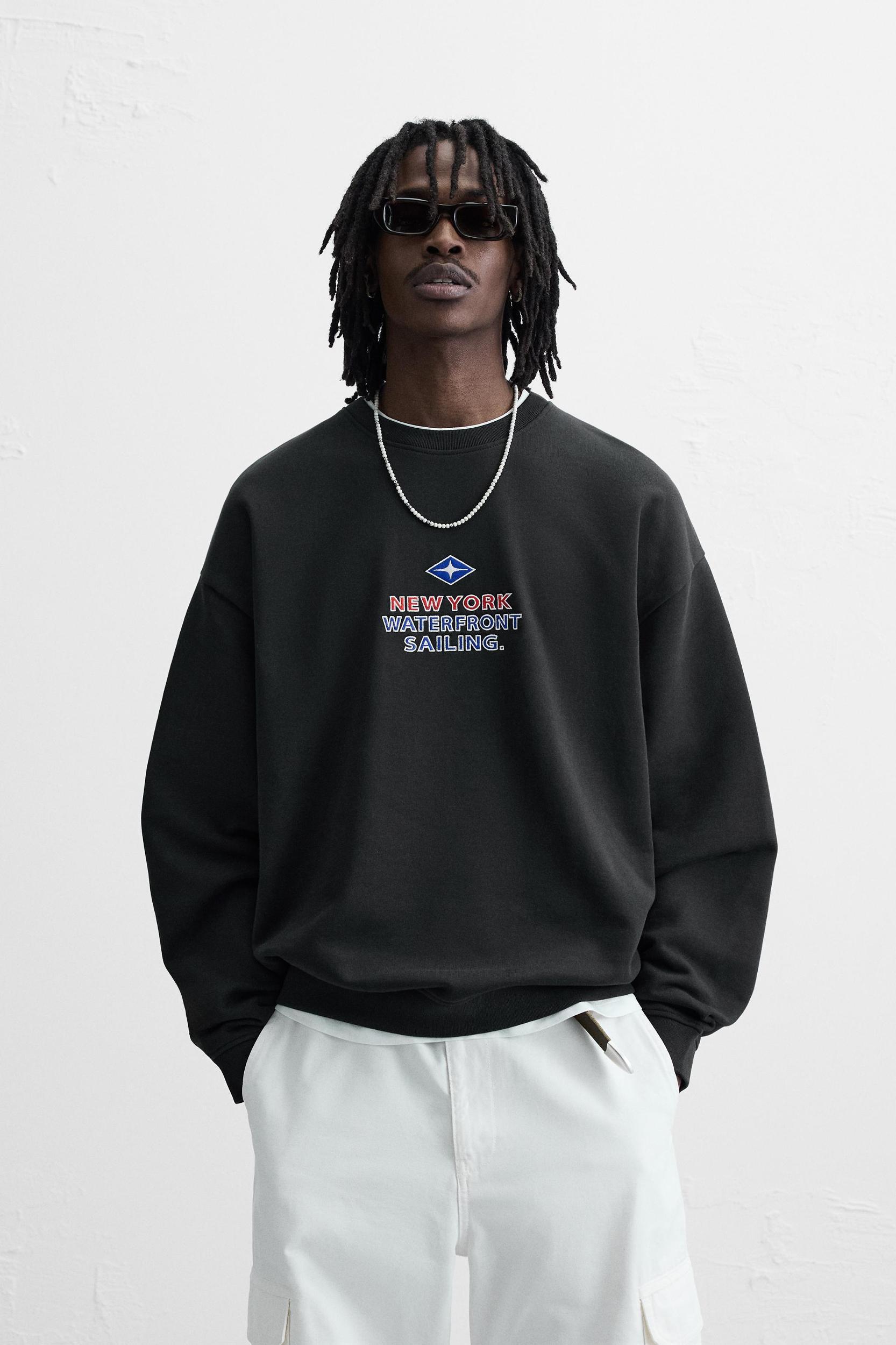 NAUTICAL EMBROIDERED TEXT SWEATSHIRT Product Image