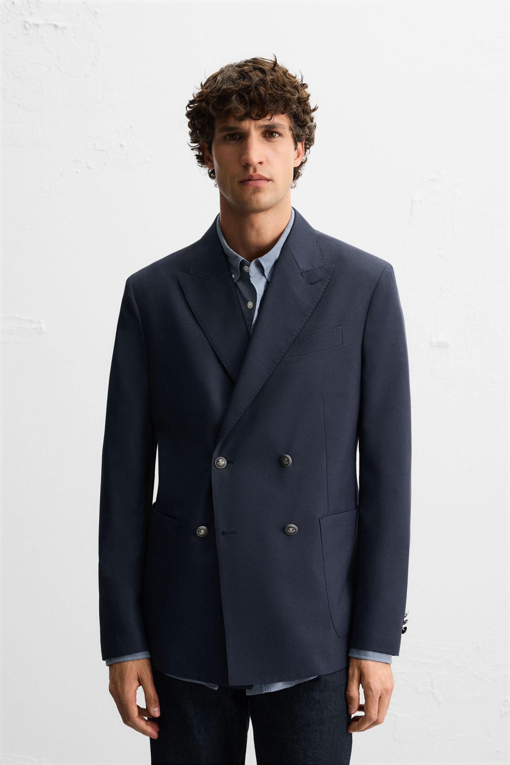 WOOL BLEND DOUBLE BREASTED BLAZER Product Image
