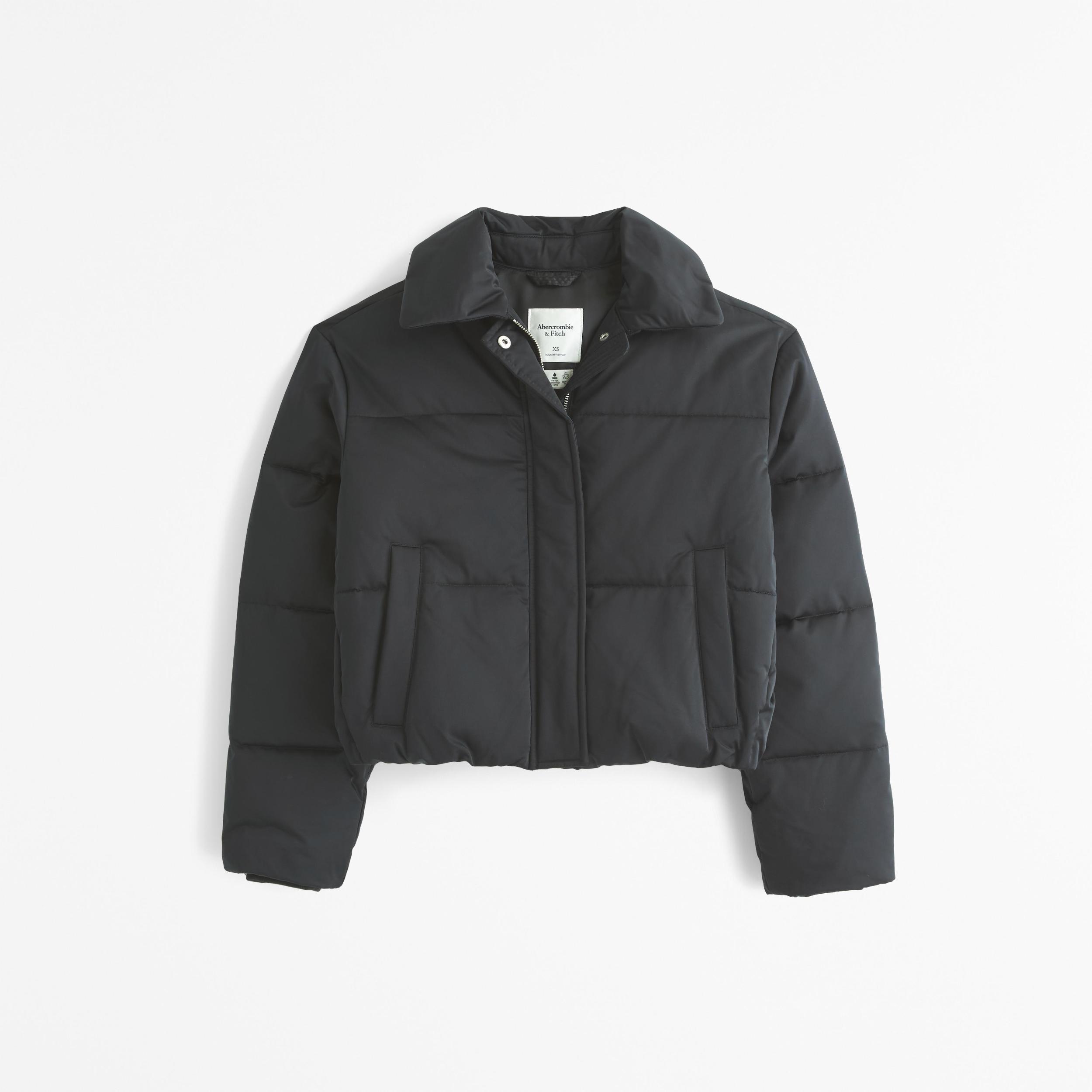 Cropped Velvet Puffer Coat Product Image
