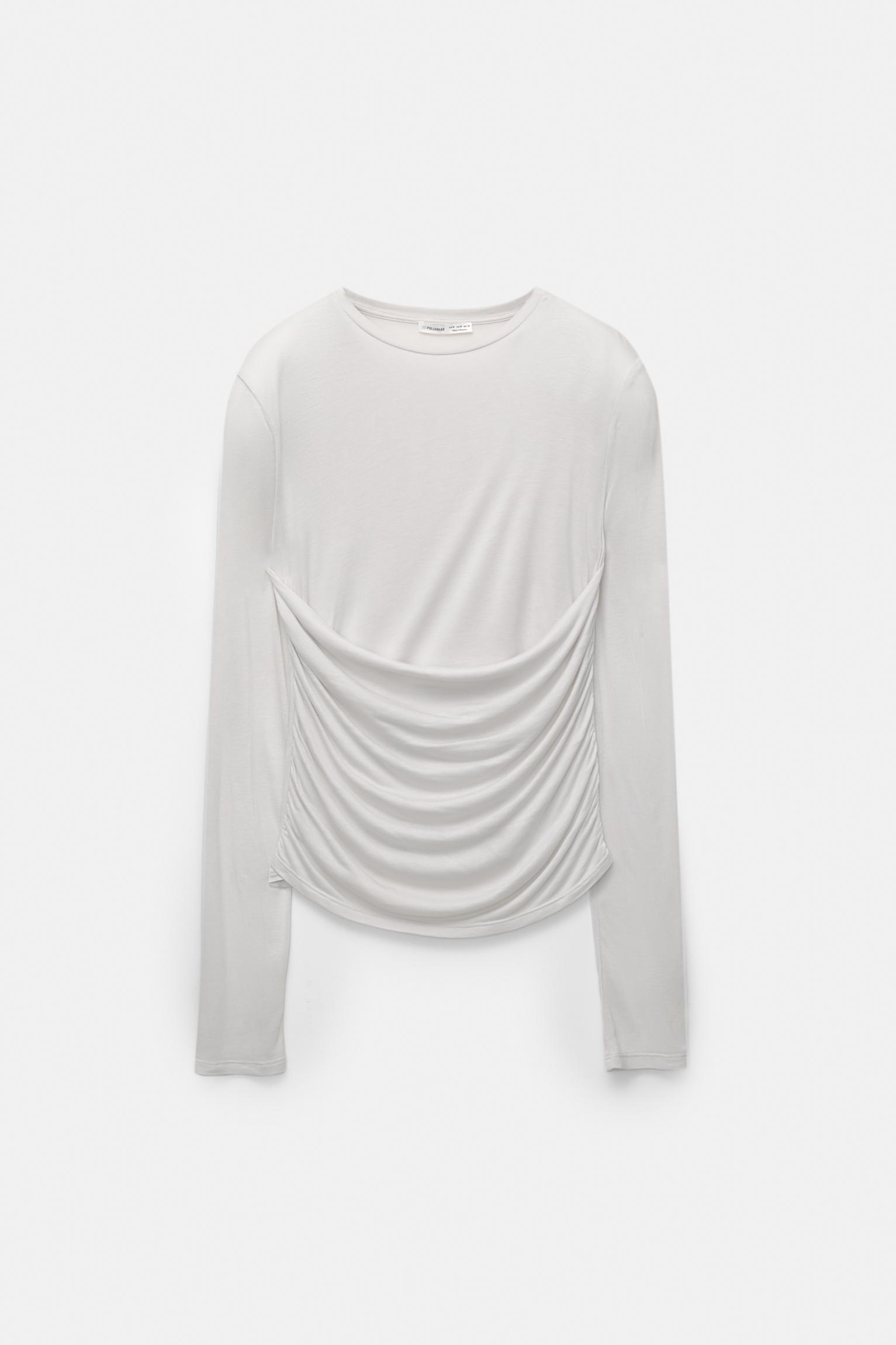 Long sleeve draped T-shirt Product Image