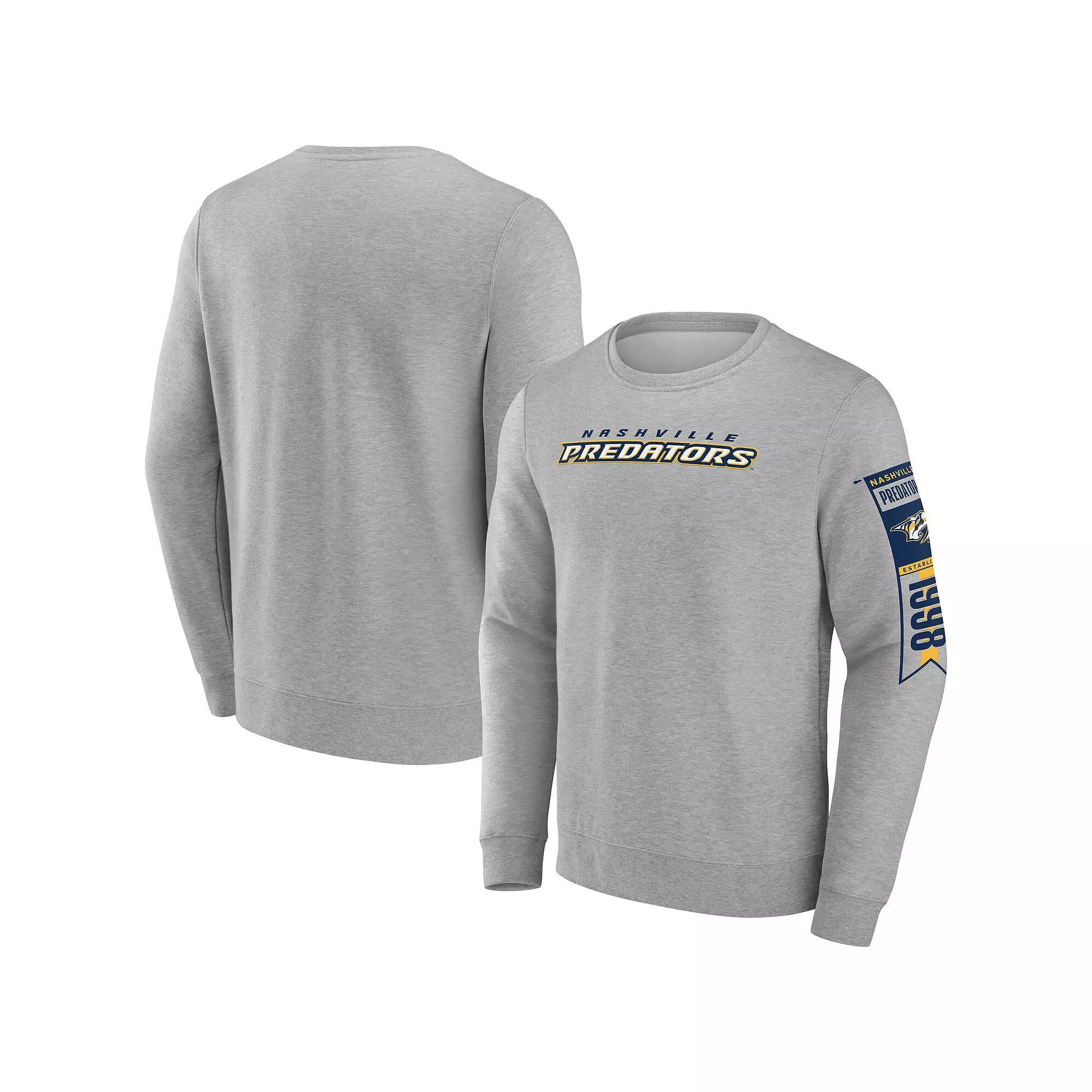 Men's Fanatics Gray Nashville Predators Fleece Pullover Sweatshirt, Size: Medium, Pdt Grey Product Image