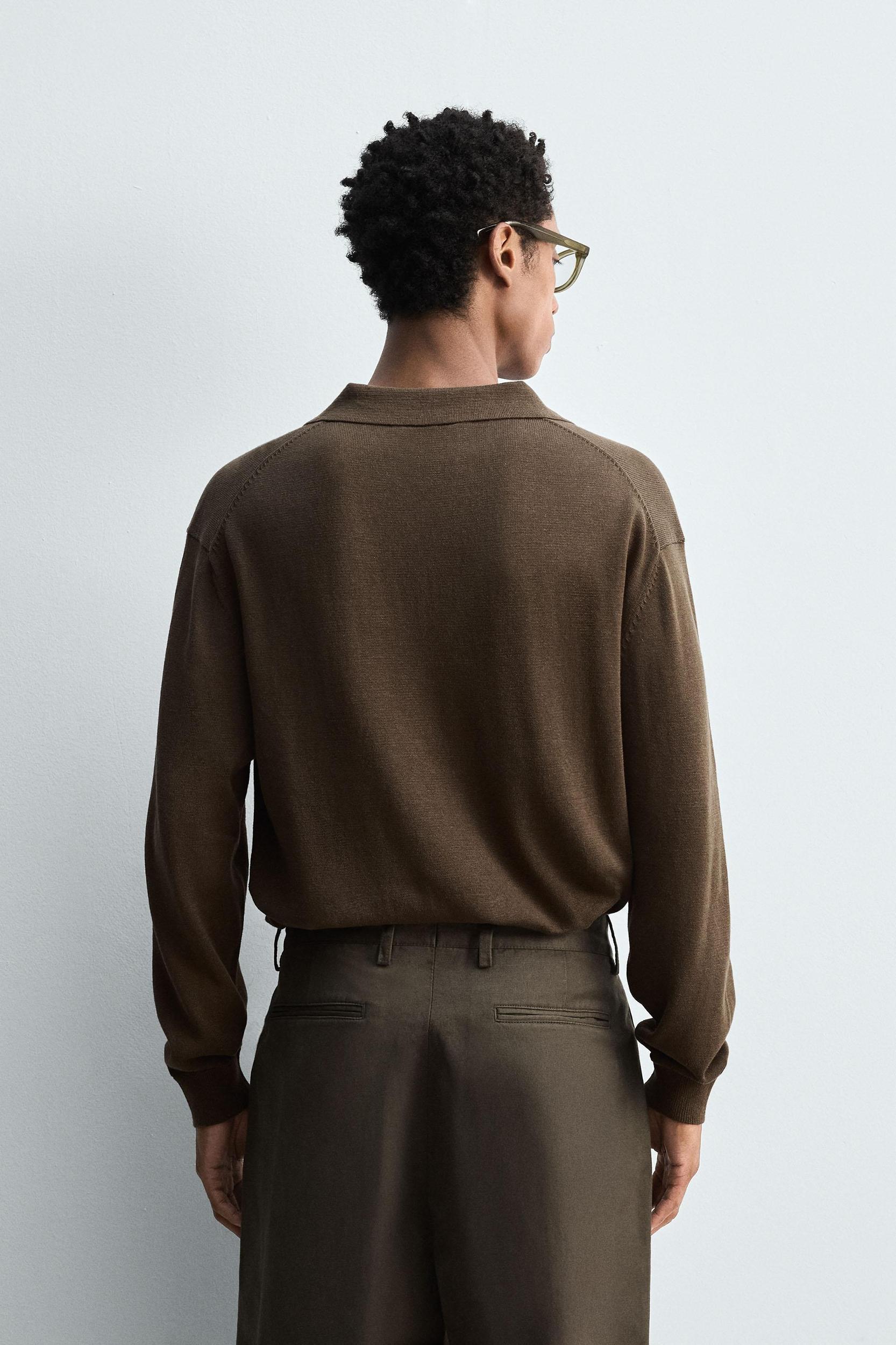 COTTON-HEMP KNIT POLO SHIRT Product Image