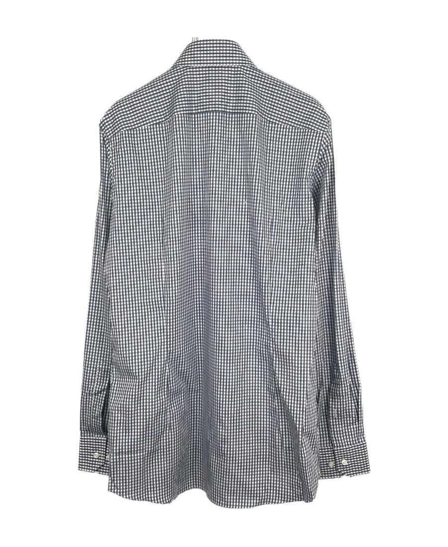 HUGO BOSS Lapel Long-sleeved Small Plaid Shirt In Gray Product Image