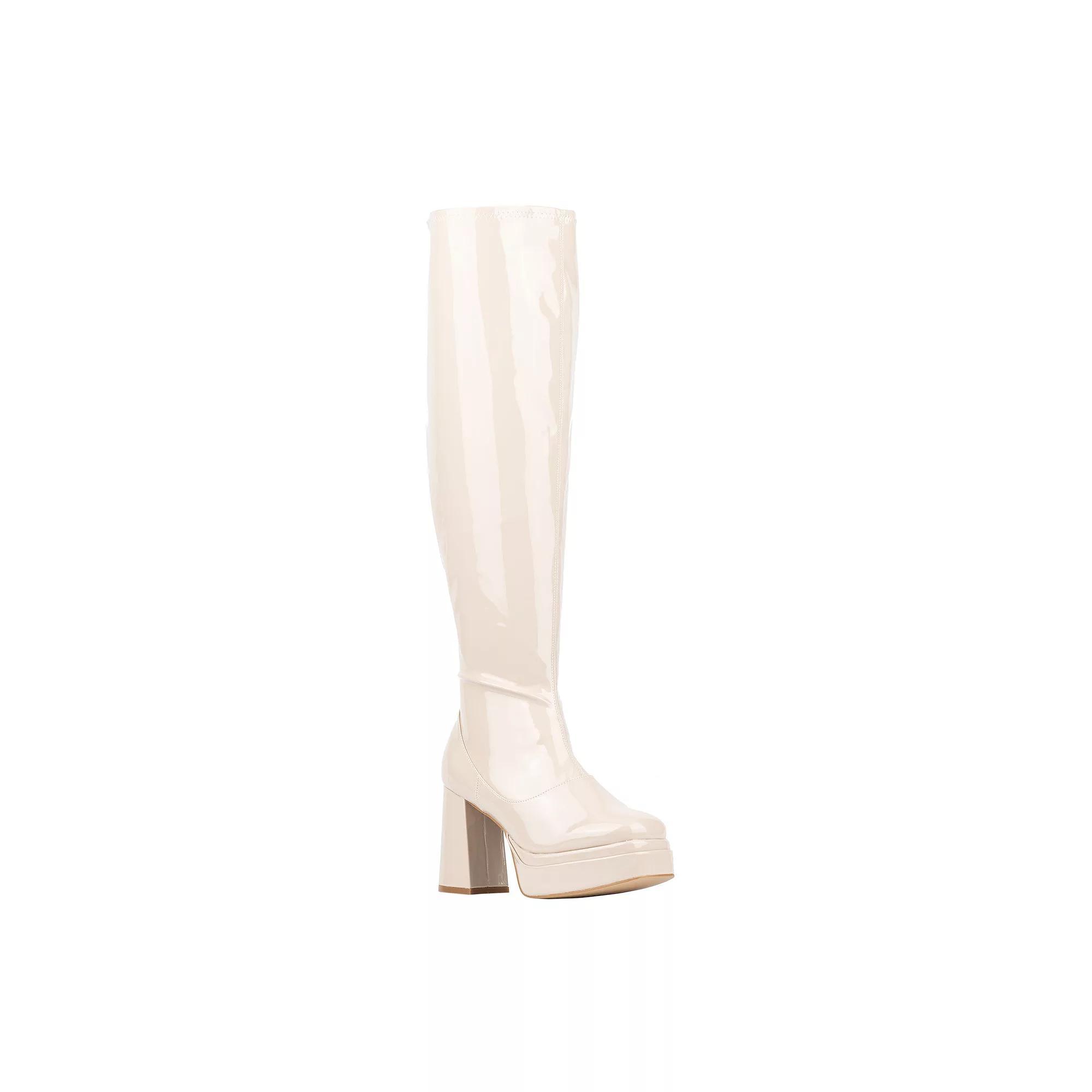 Fashion To Figure Manica Thigh High Women's Platform Shoes - Wide Width, Size: 11 Wide, Ivory Product Image