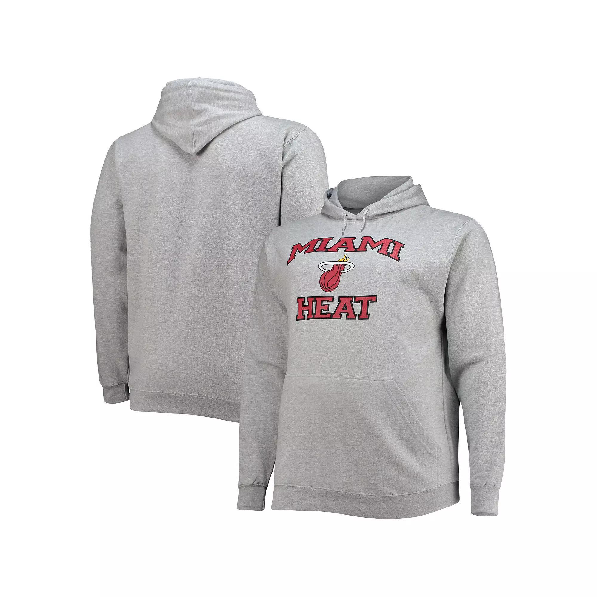 Men's Heathered Gray Miami Heat Big & Tall Heart & Soul Pullover Hoodie, Size: 2XLT, Grey Product Image