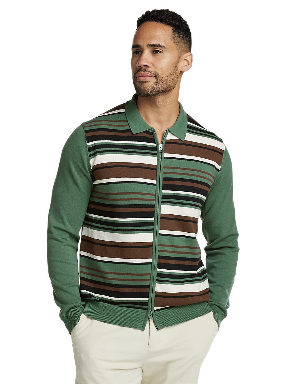 Cotton Full Zip Polo - Olive Product Image