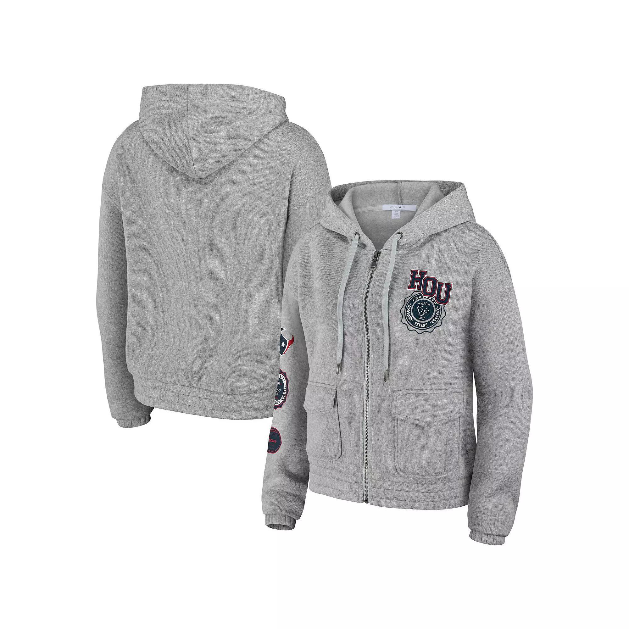 Women's WEAR by Erin Andrews Heather Gray Pittsburgh Steelers Full-Zip Hoodie, Size: Medium, Grey Product Image
