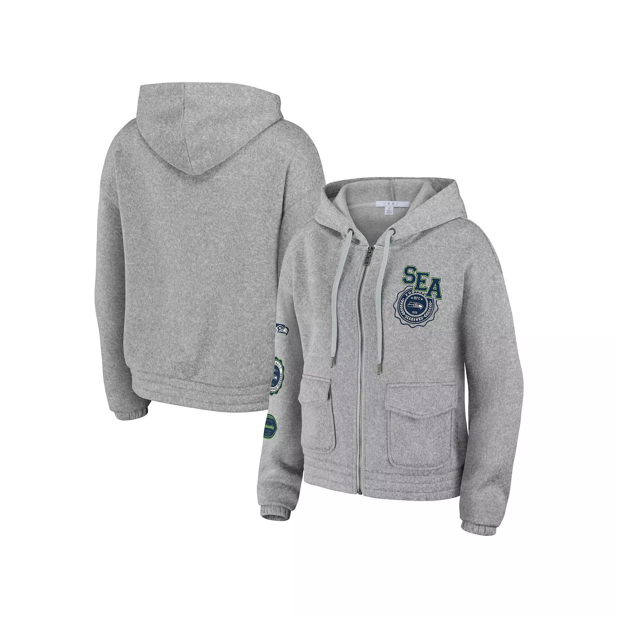 Women's WEAR by Erin Andrews Heather Gray Seattle Seahawks Full-Zip Hoodie, Size: XL, Grey Product Image