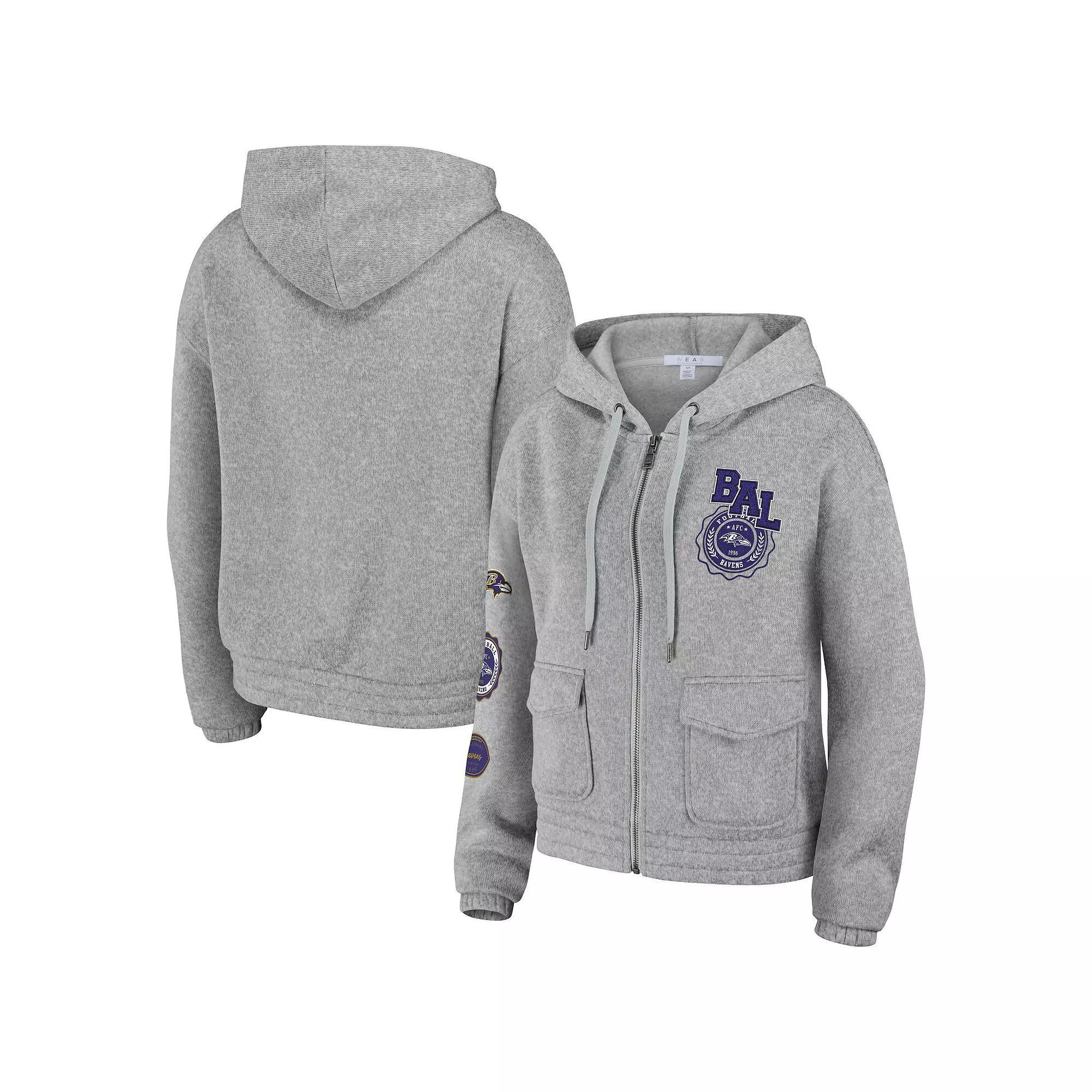Women's WEAR by Erin Andrews Heather Gray Arizona Cardinals Full-Zip Hoodie, Size: Small, Grey Product Image
